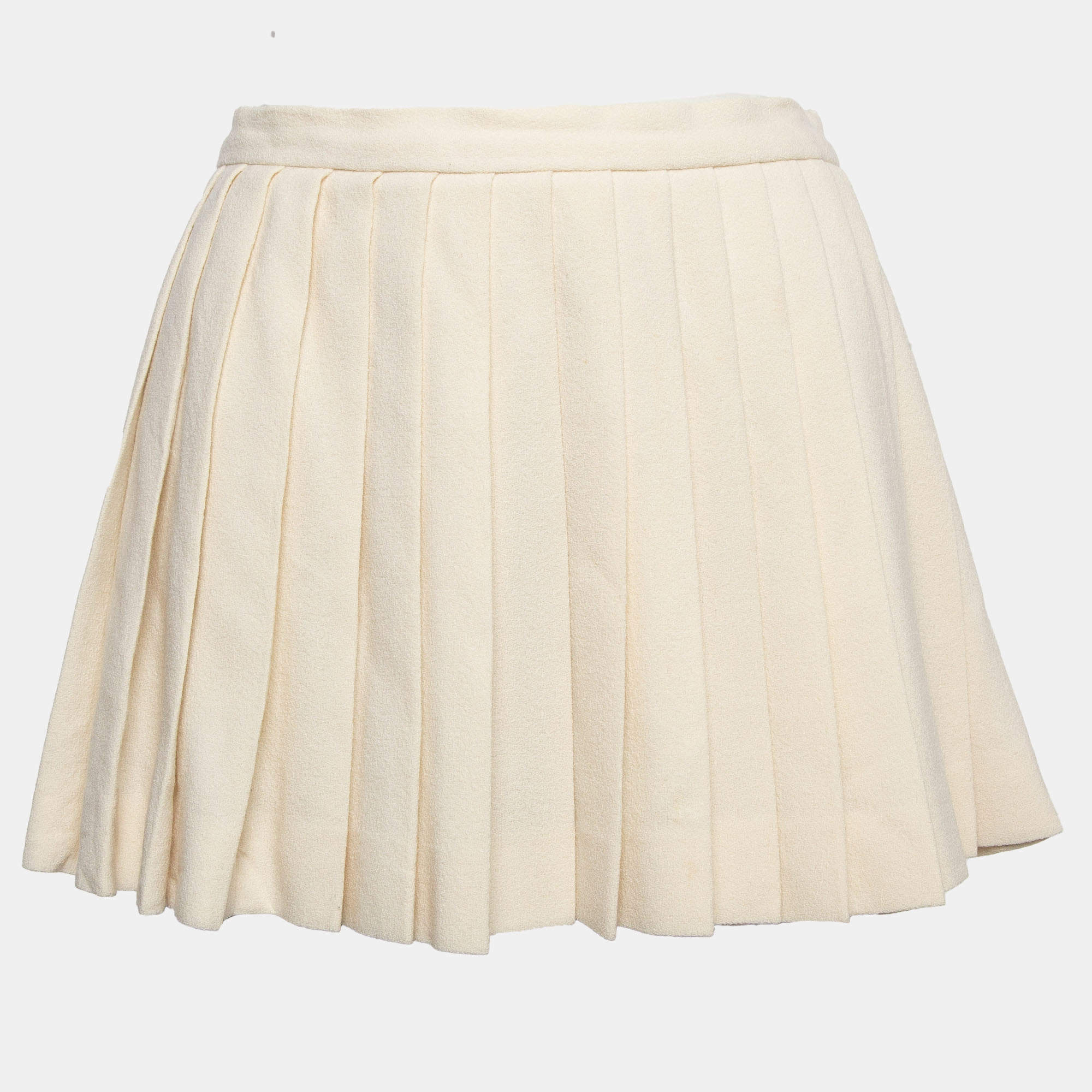 Alexander McQueen Cream Wool Pleated Mini Skirt S
