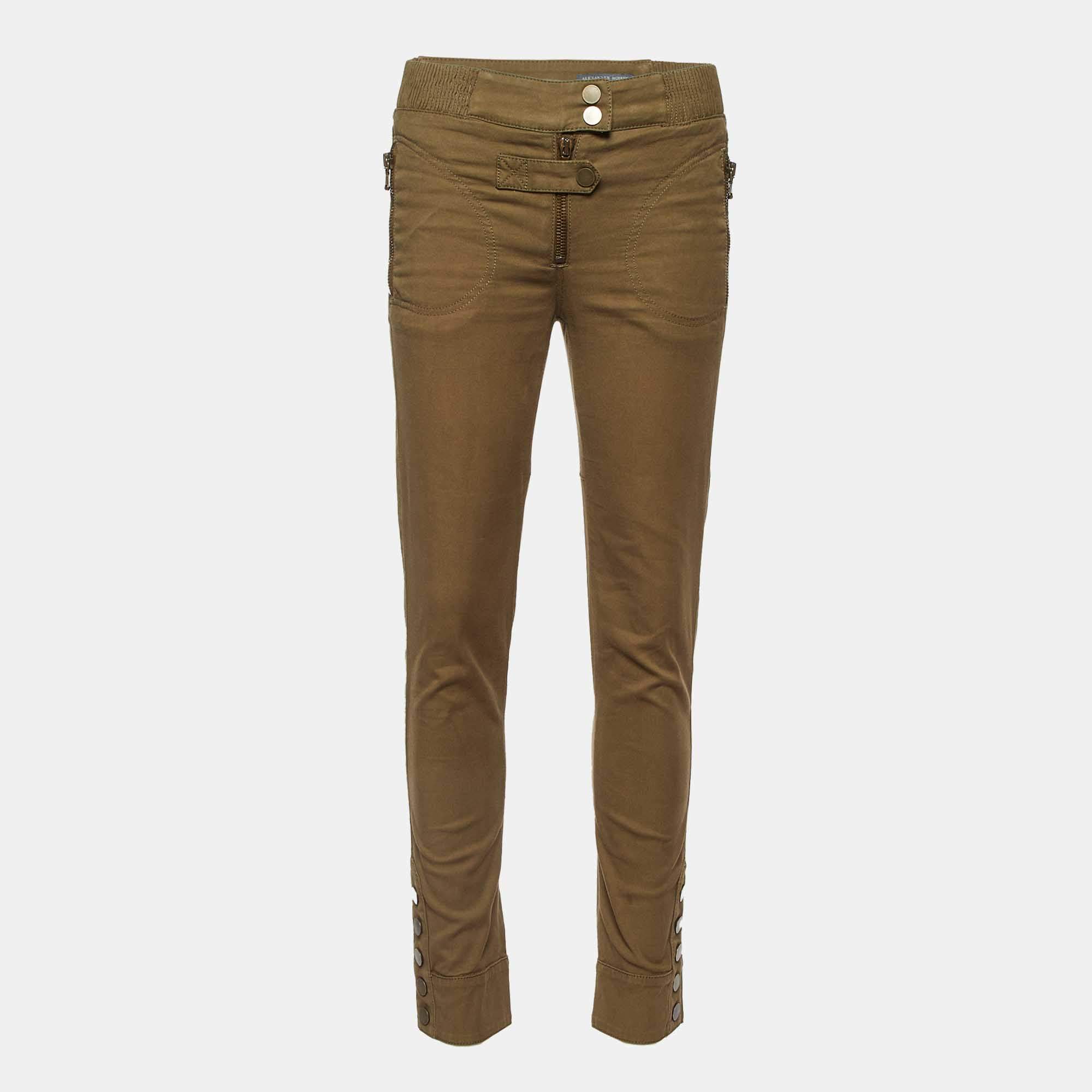 Alexander McQueen Khaki Green Button Detail Pants S