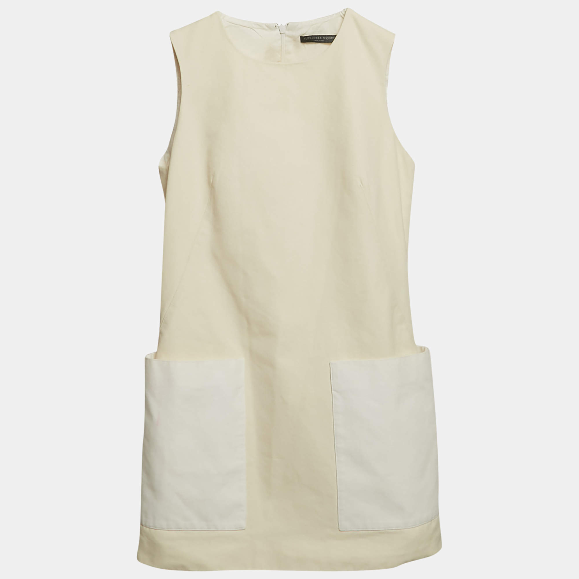 Pre Owned Alexander McQueen Cream Cotton Sleeveless Mini Dress XS
