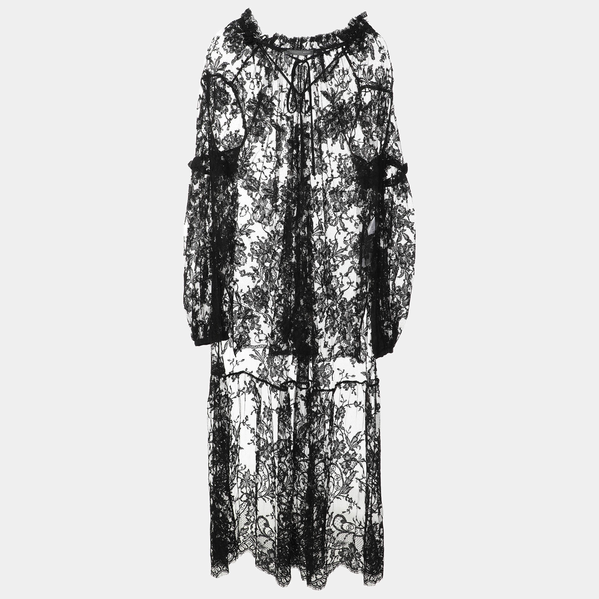 Pre Owned Alexander McQueen Black Lace Dress M