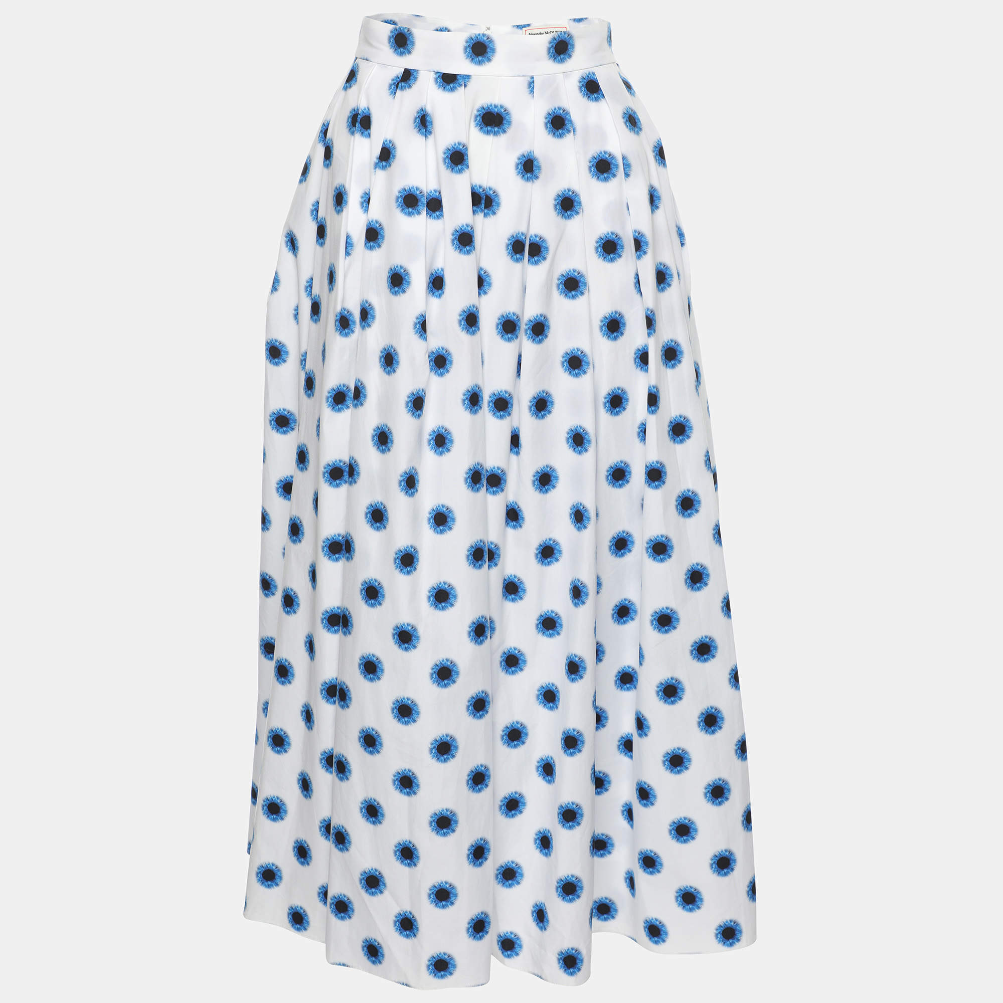 Alexander McQueen White Polka Dot Midi Skirt S