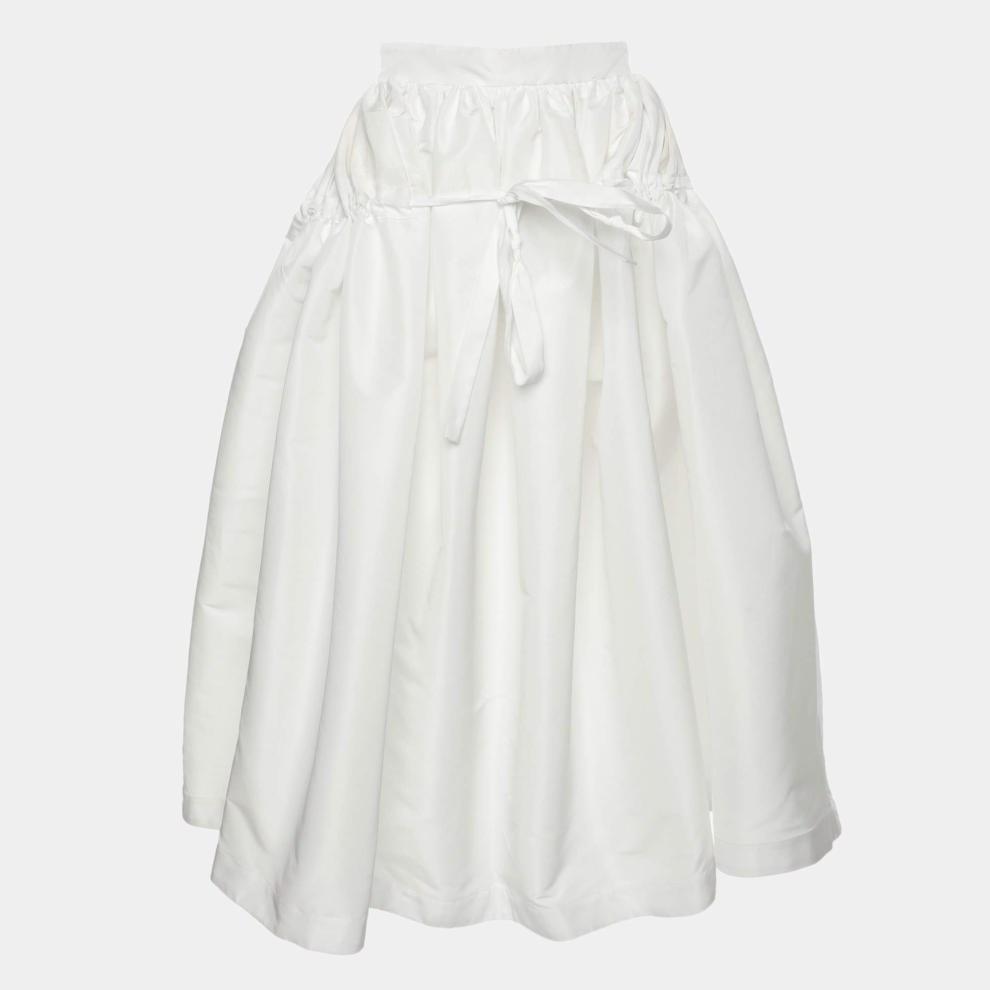 Alexander McQueen White Nylon Flared Midi Skirt M
