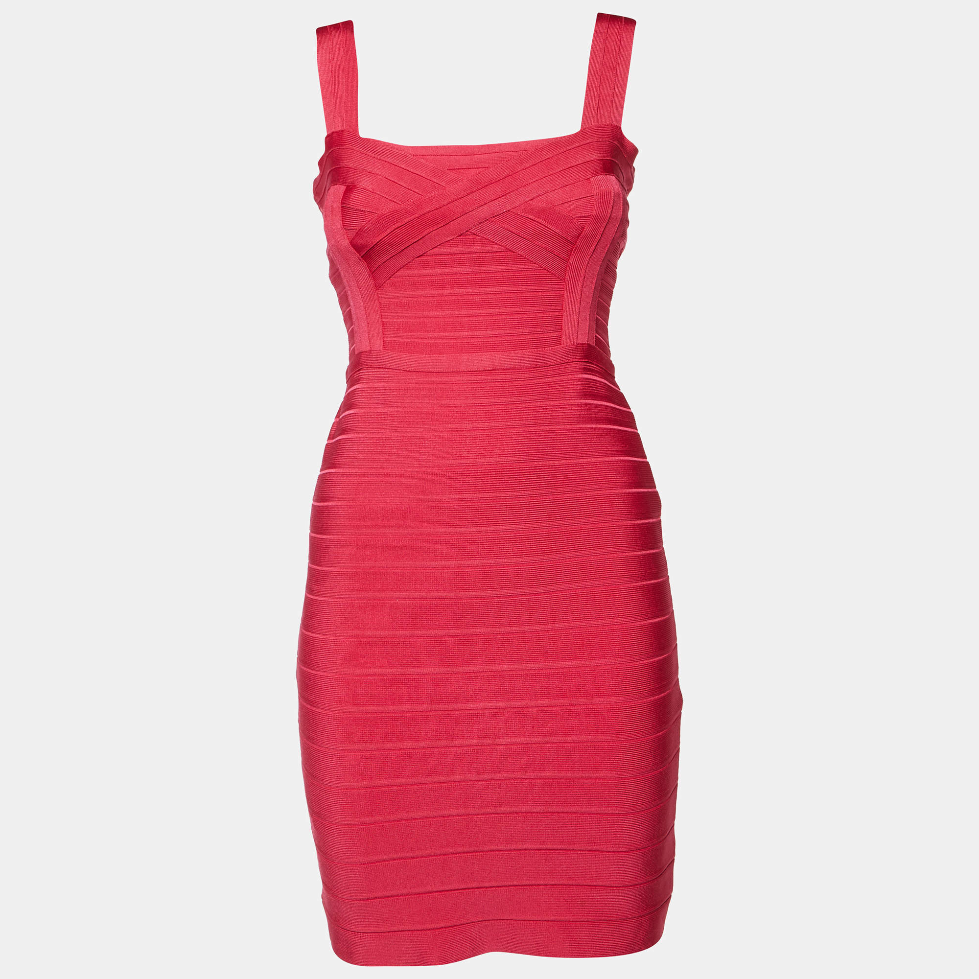 Herve Leger Fuchsia Pink Bandage Jersey Sleeveless Bambi Dress S