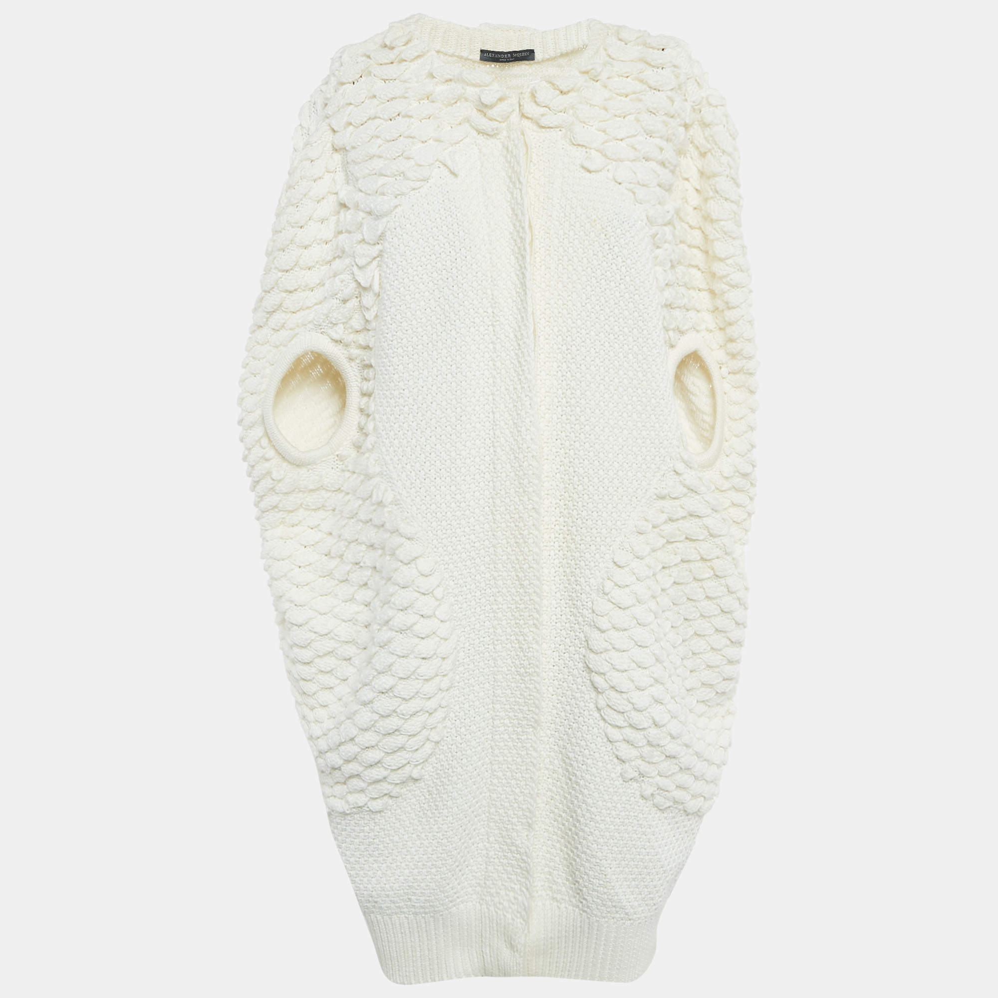 Alexander McQueen Cream Textured Crochet Cardigan M