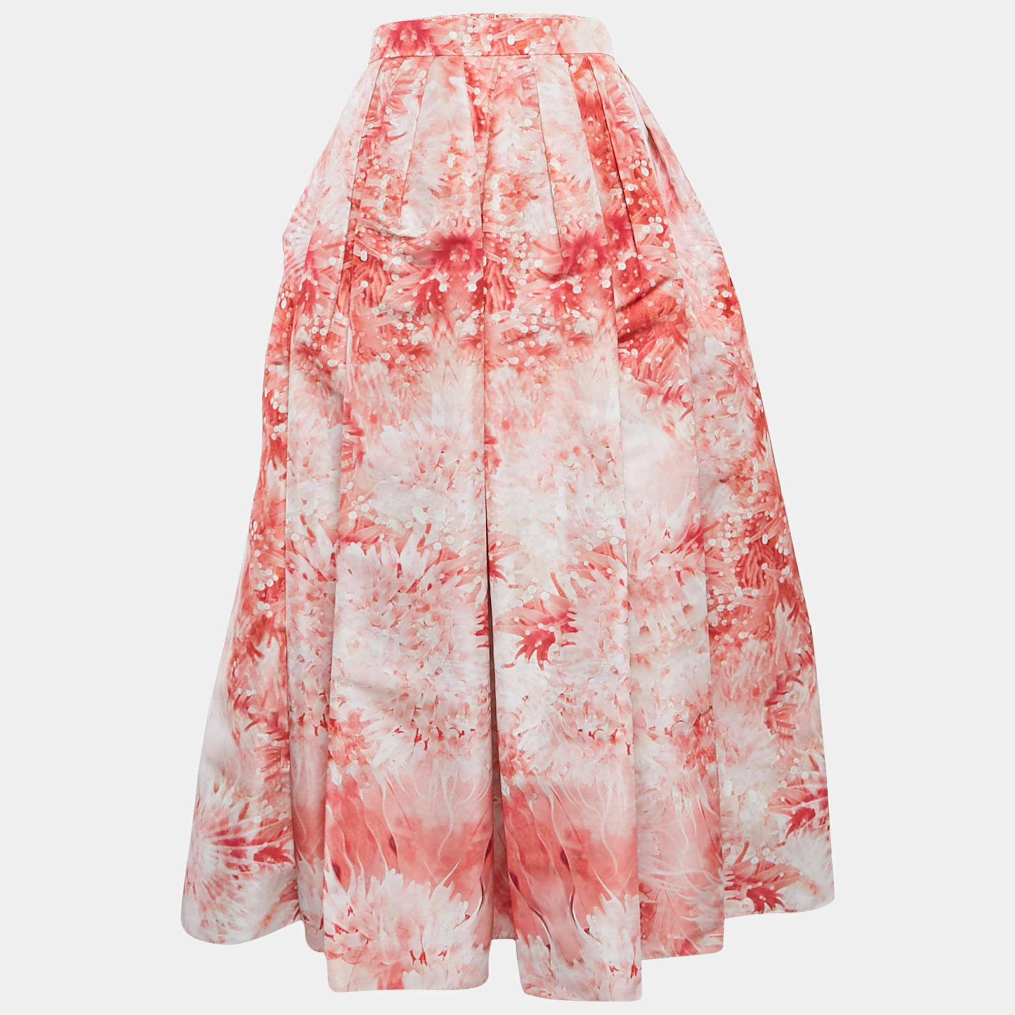 Alexander McQueen Pink Floral Print Synthetic Long Skirt M