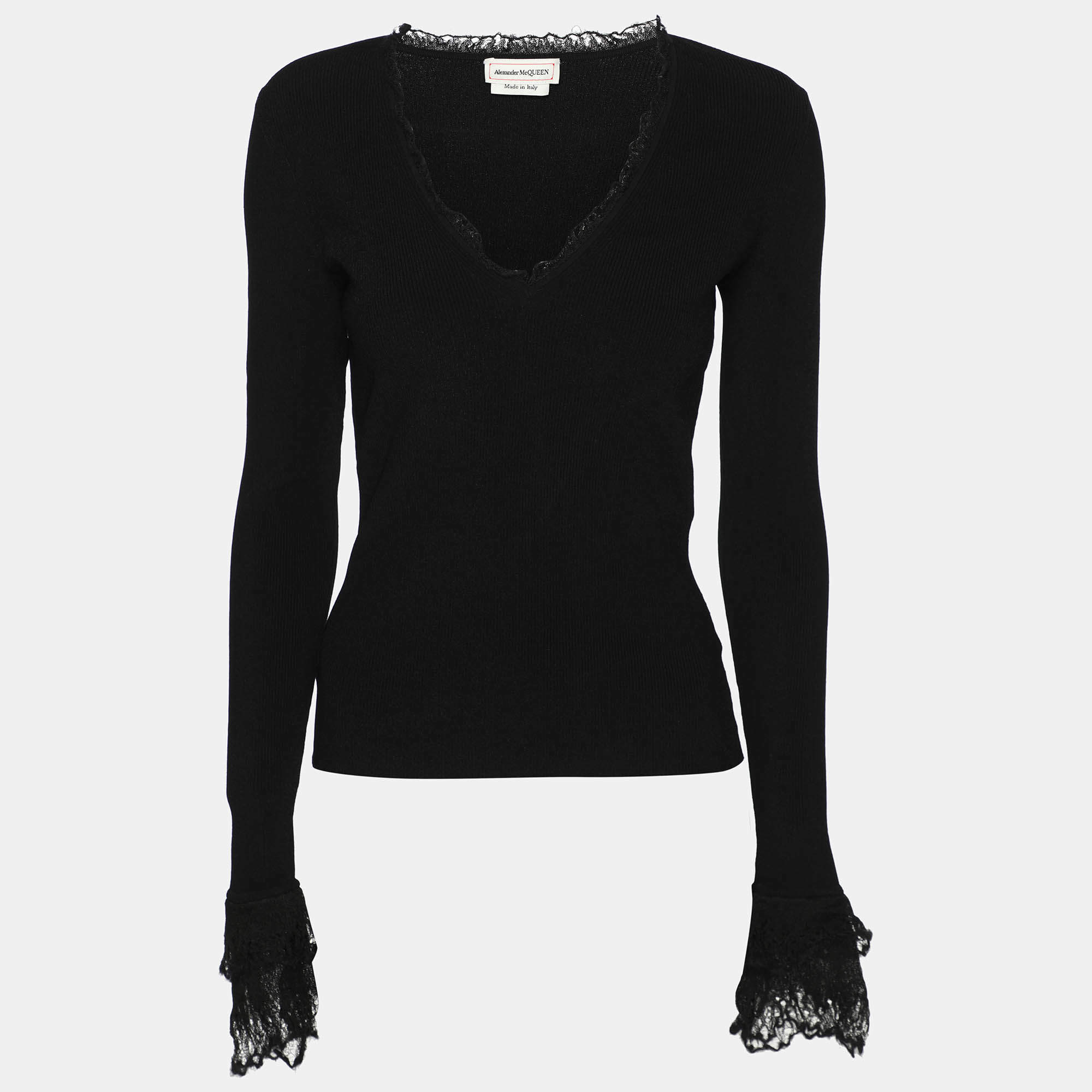 Alexander McQueen Black Rib Knit Top XL
