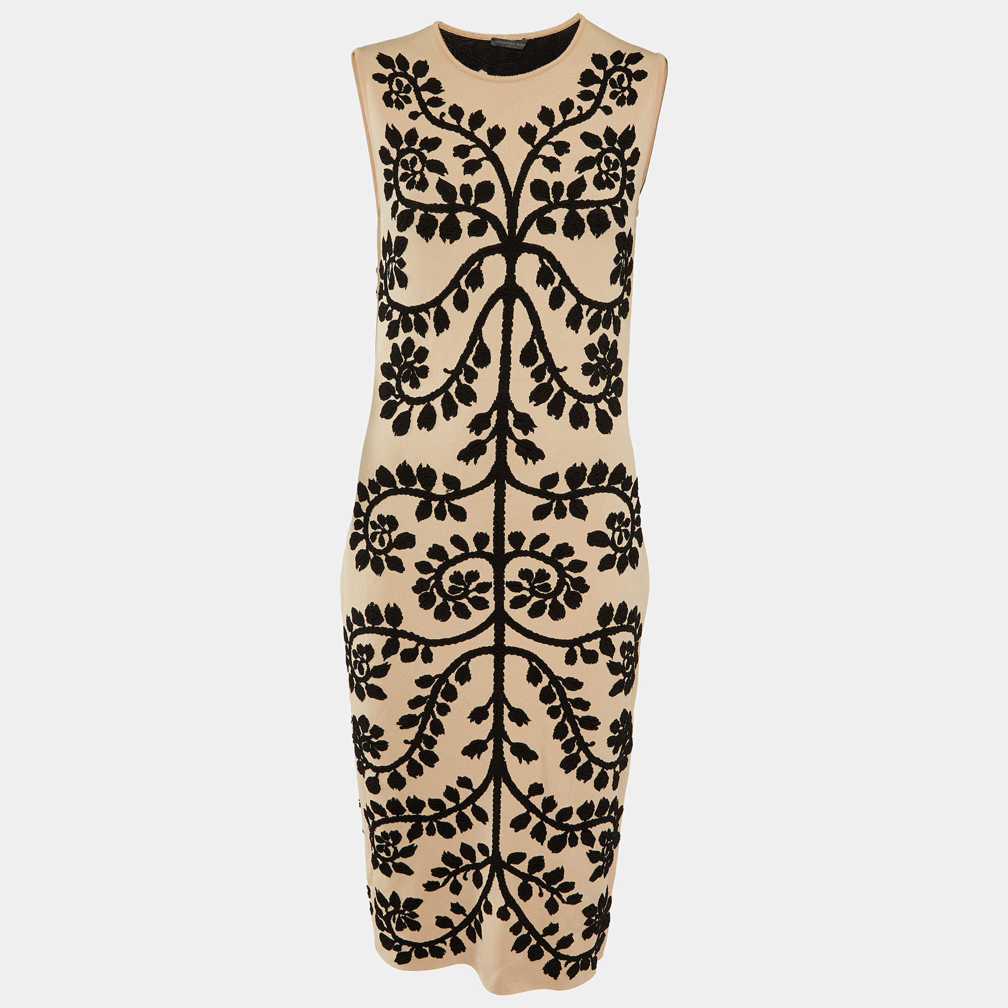 Alexander McQueen Light Pink Intarsia Knit Sleeveless Midi Dress L