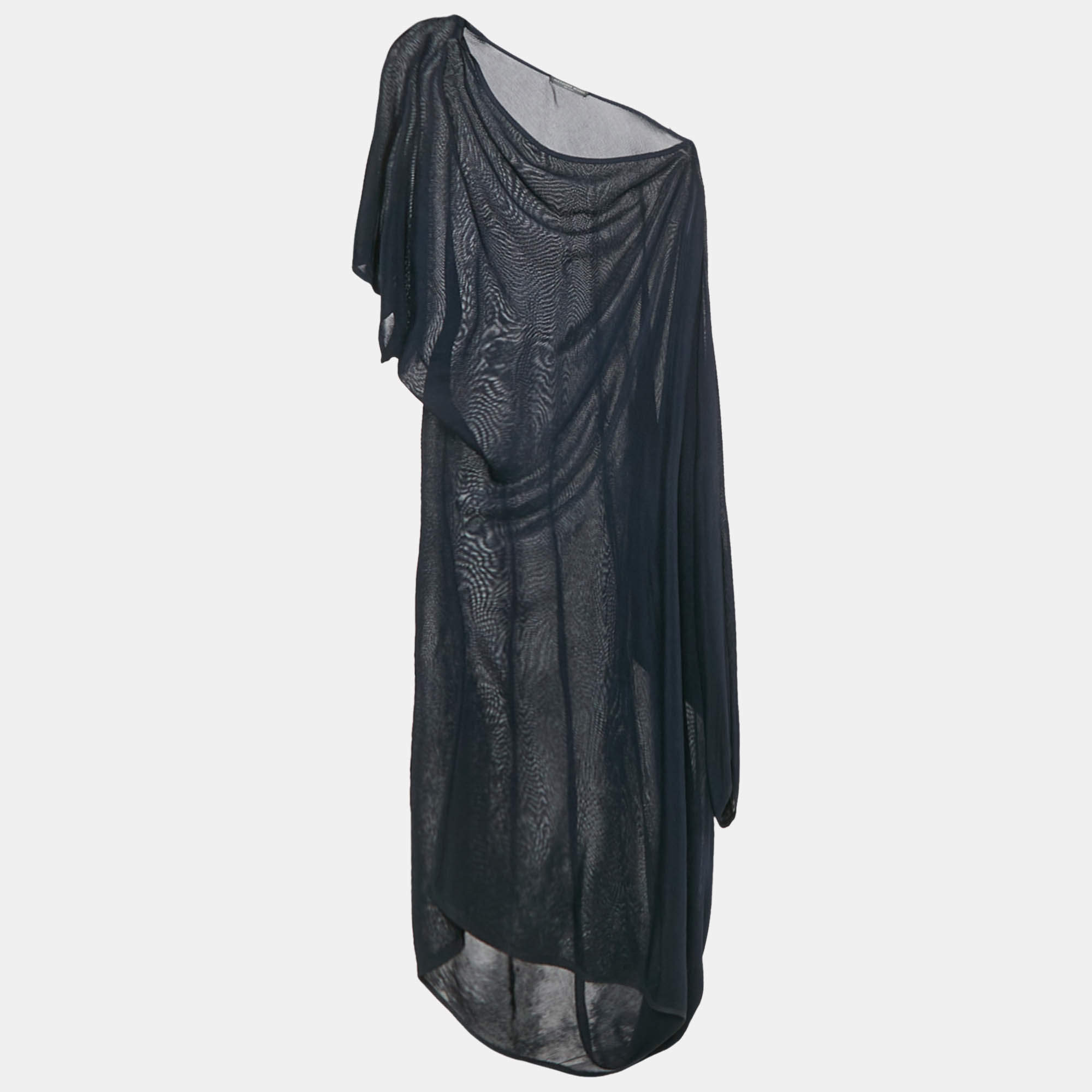 Alexander McQueen Navy Blue Jersey Asymmetric Dress M