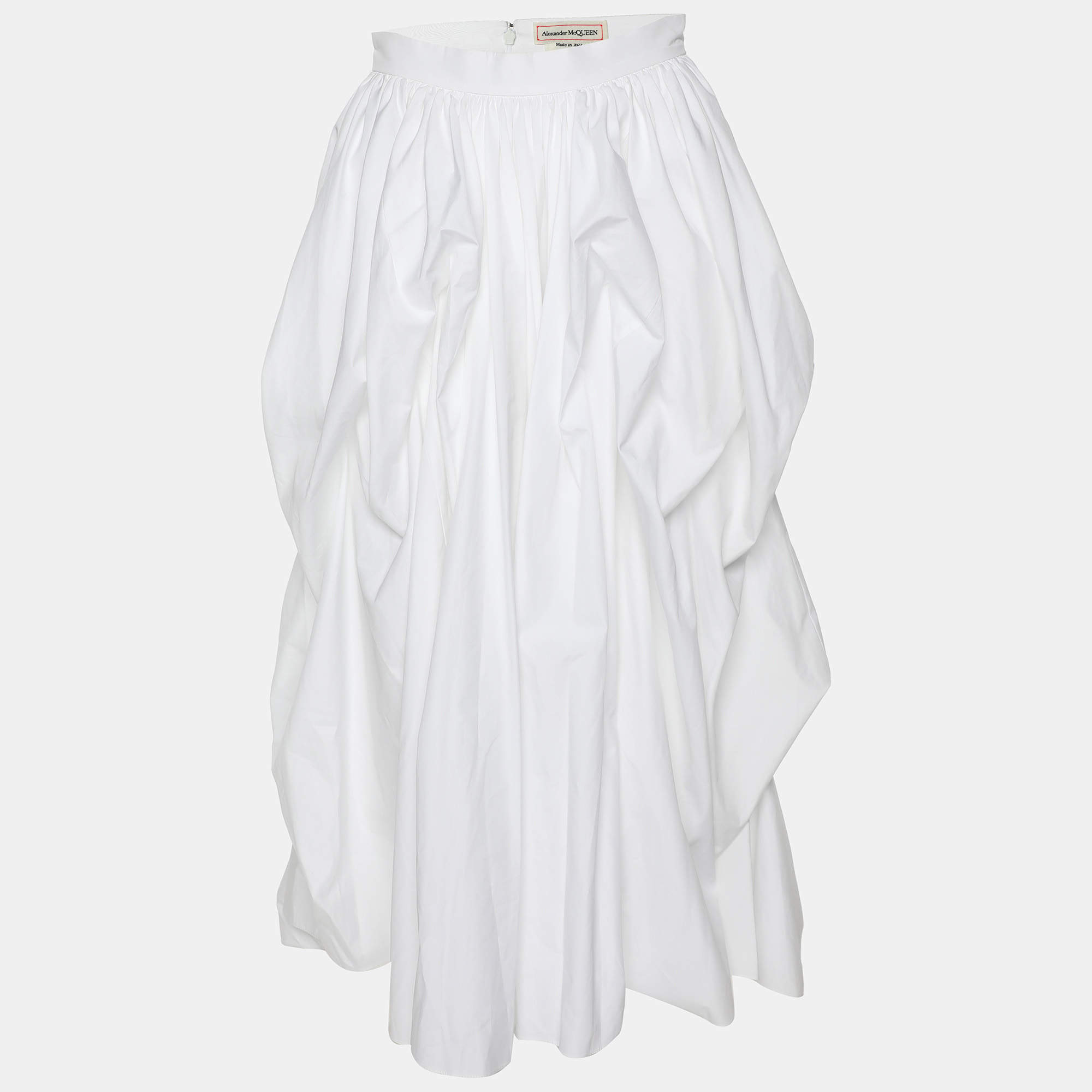 Alexander McQueen White Cotton Midi Skirt S