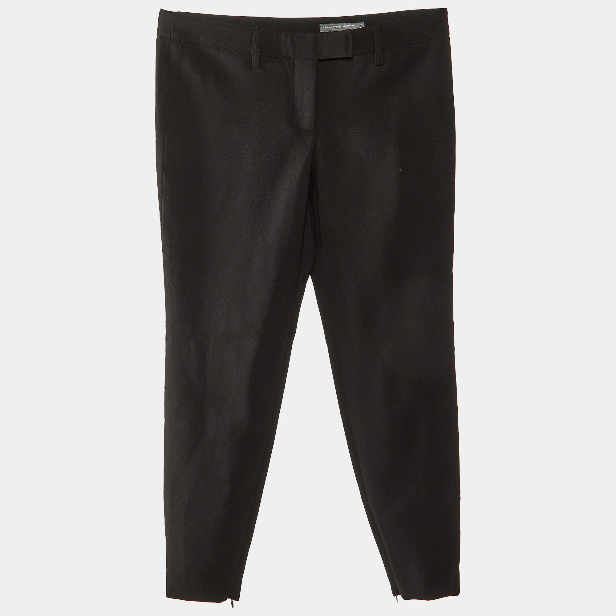 Alexander McQueen Black Wool Slim Fit Trousers S
