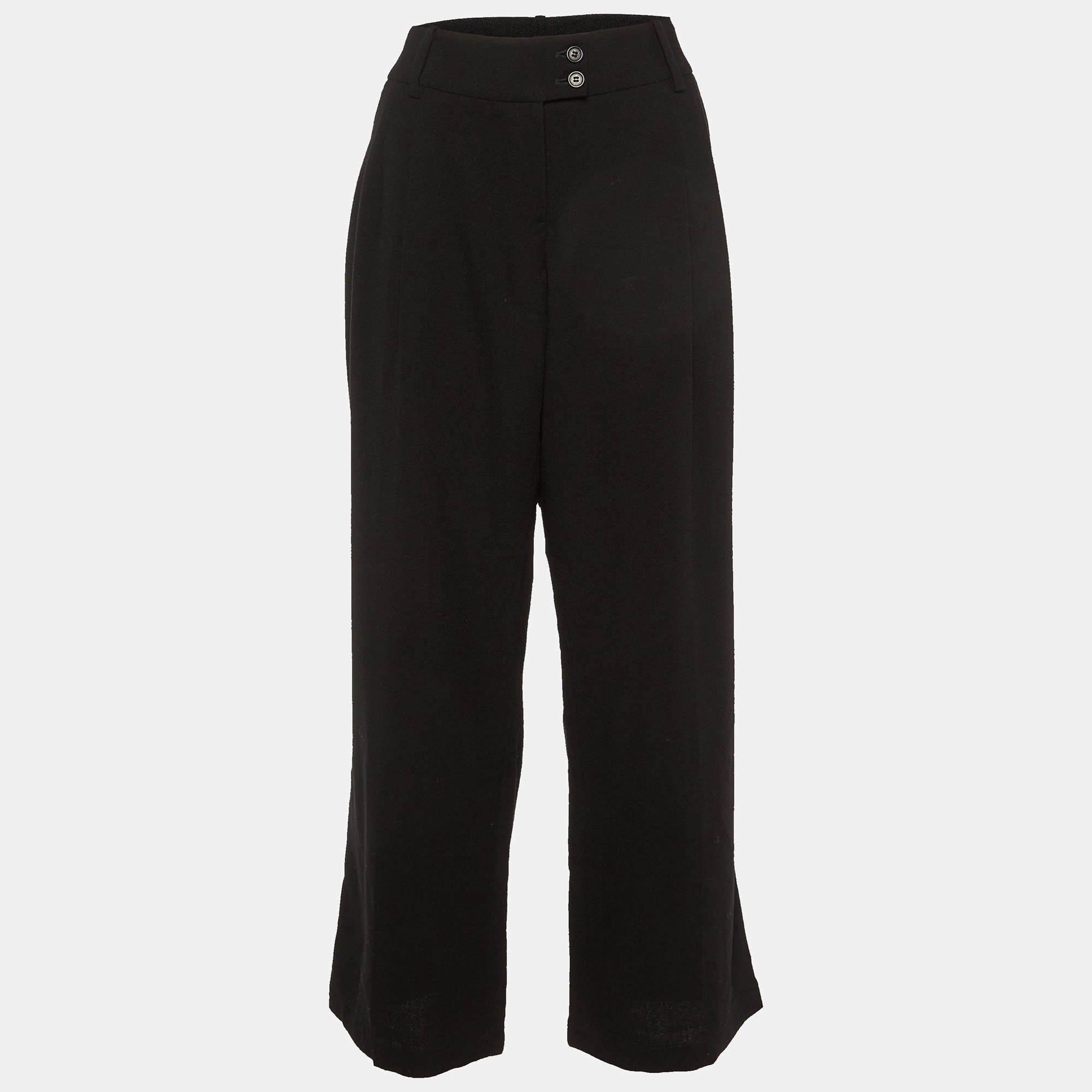 Alexander McQueen Black Fleece Wool Straight Fit Trousers L