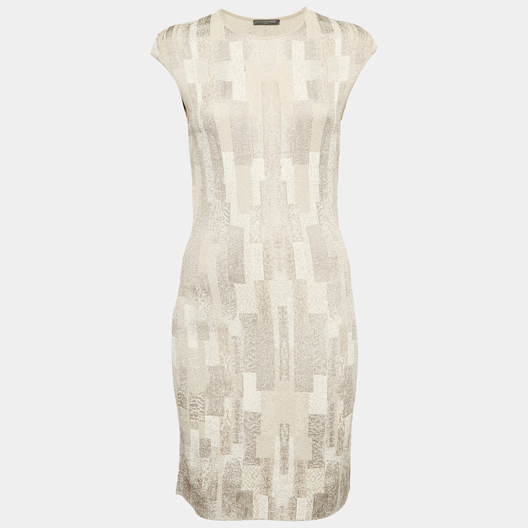 Alexander McQueen Metallic Stretch Knit Sleeveless Short Dress M