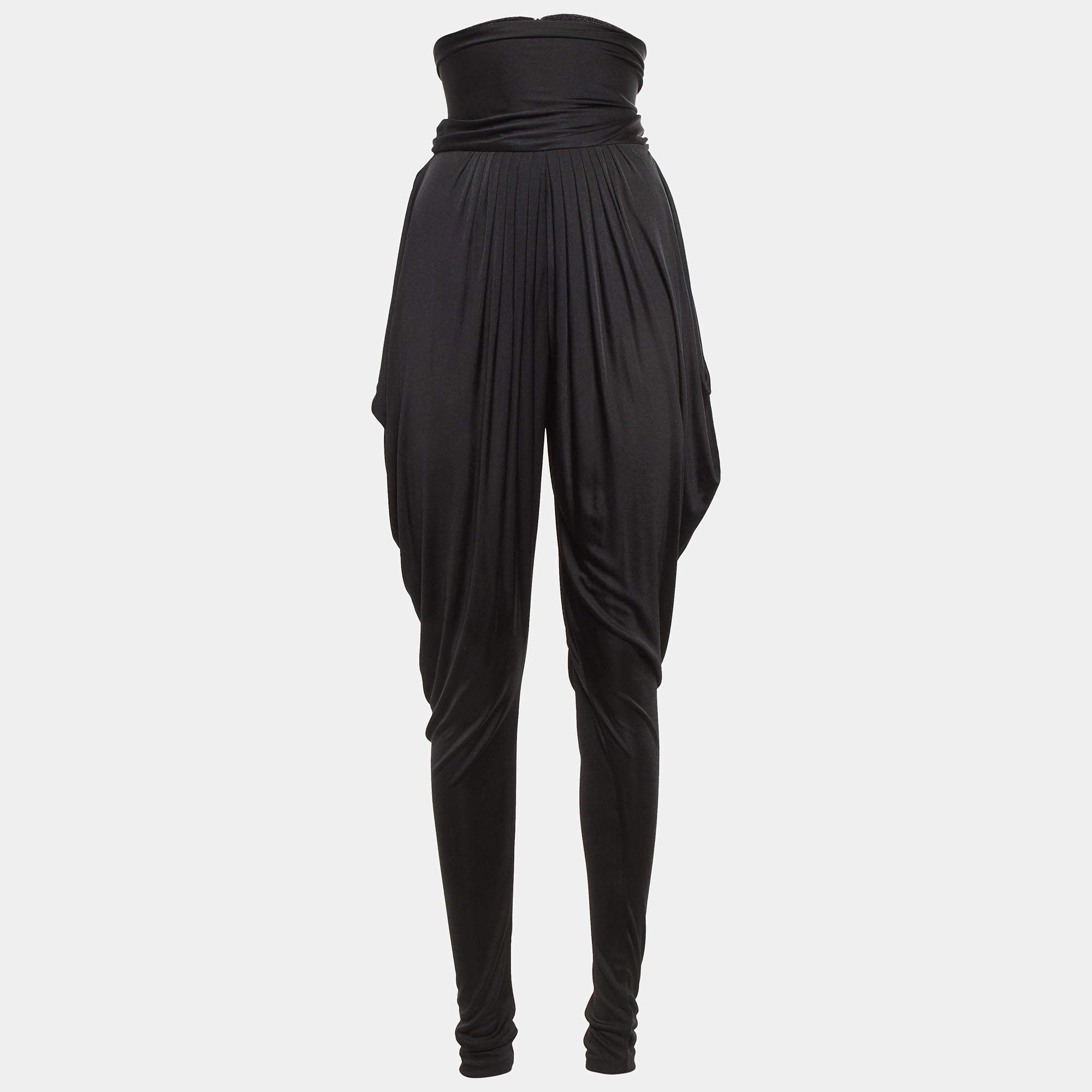 Pre Owned Alexander McQueen Black Jersey Harem Pants S