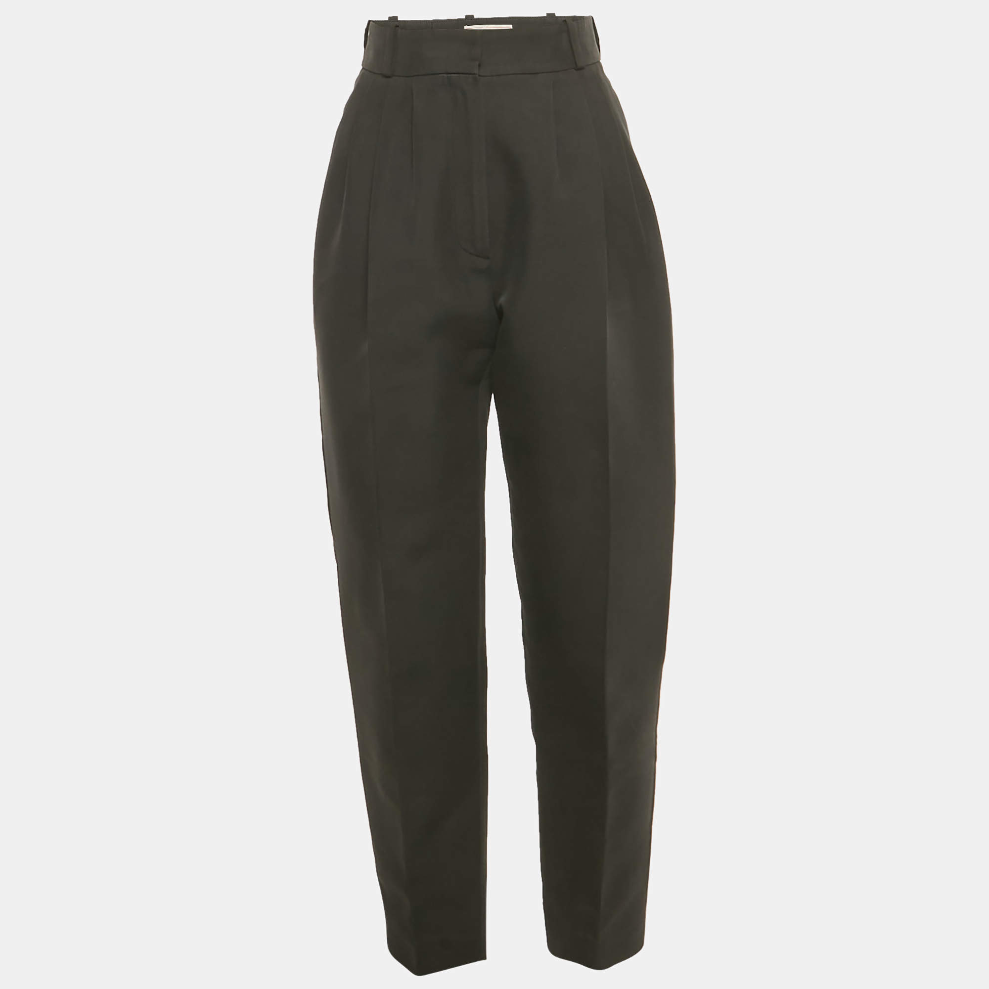 Pre Owned Alexander McQueen Black Cotton and Silk Tailored Trousers S