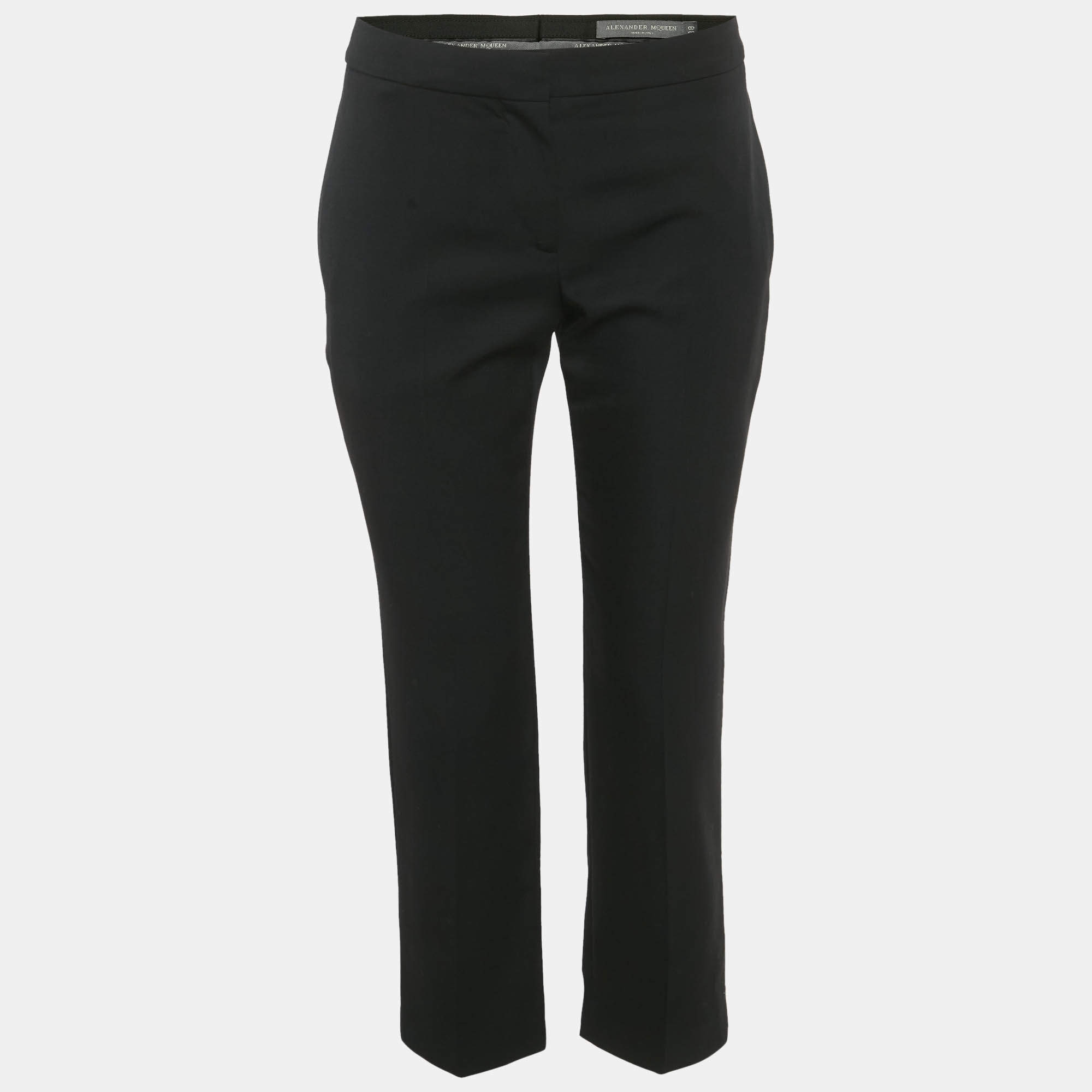 Pre Owned Alexander McQueen Black Wool Formal Trousers S