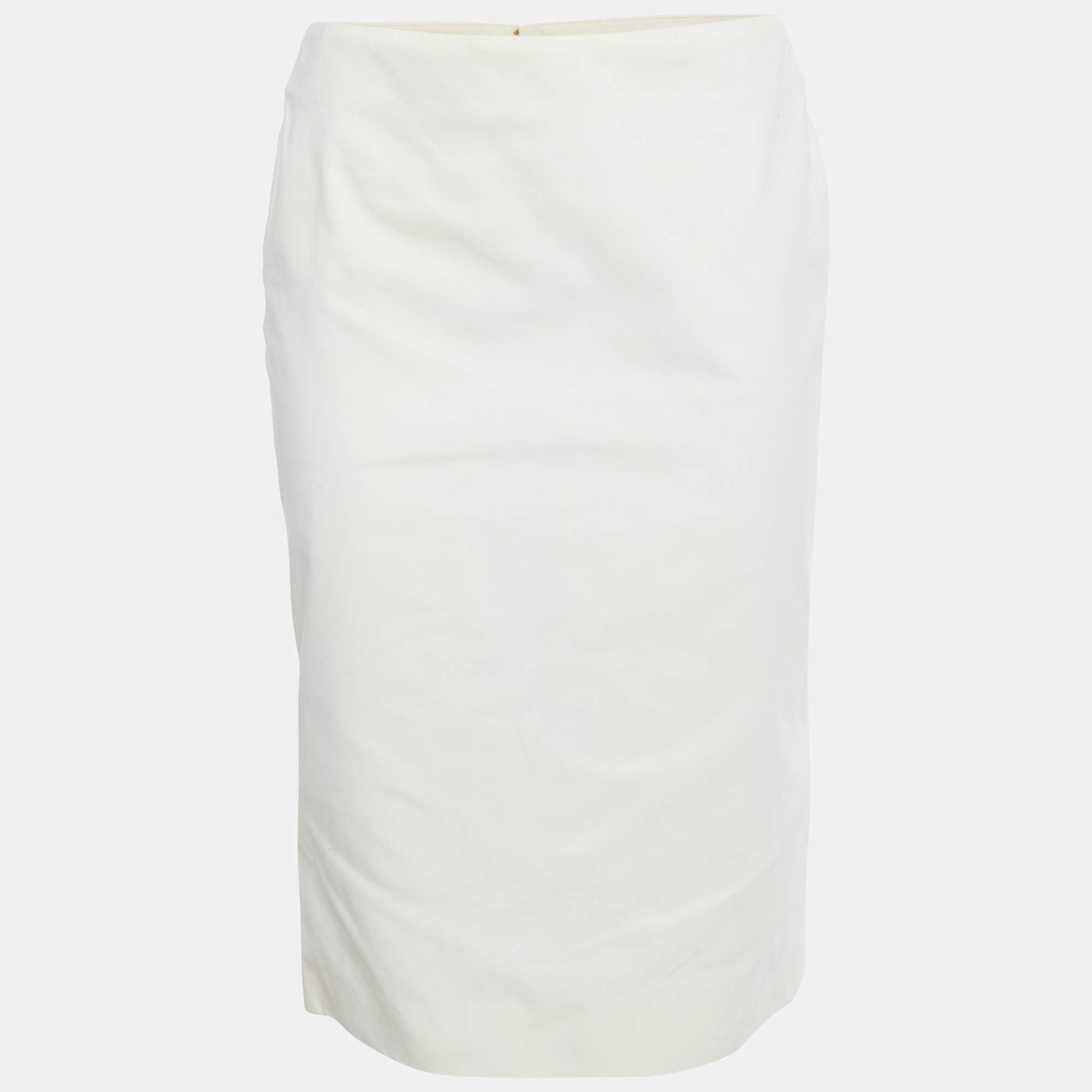 Pre Owned Alexander McQueen White Cotton Midi Skirt M