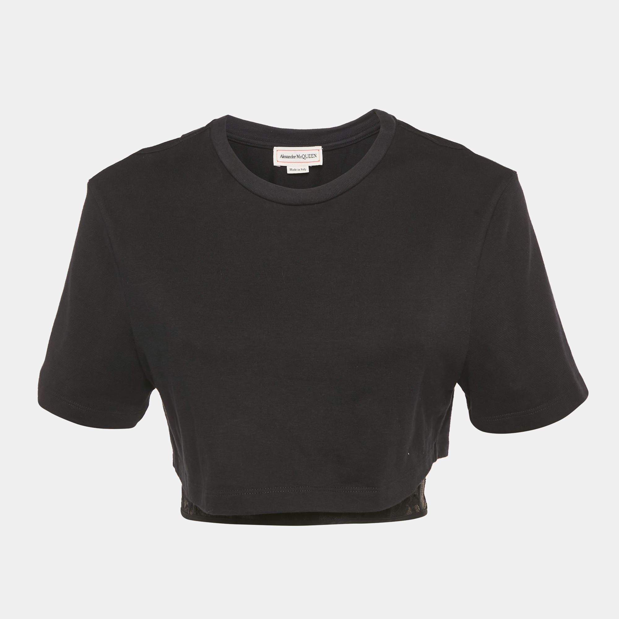 مملوكة مسبقًا Alexander McQueen Black Cotton Layered Corset T-Shirt S