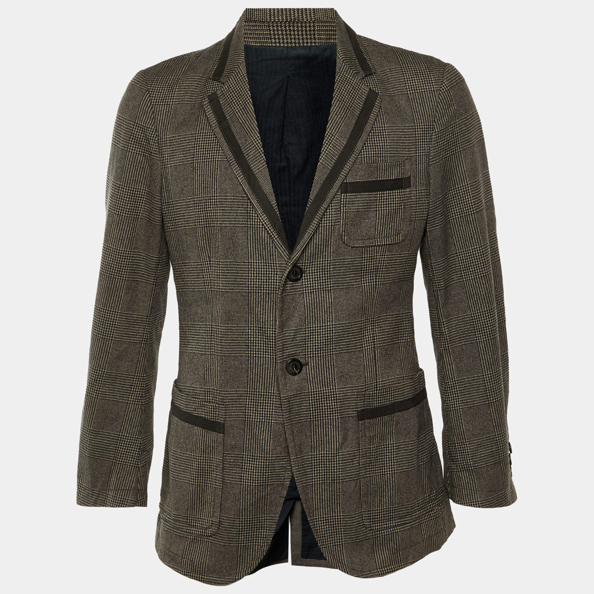 Pre Owned Alexander McQueen Brown Houndstooth Cotton Blend Blazer M