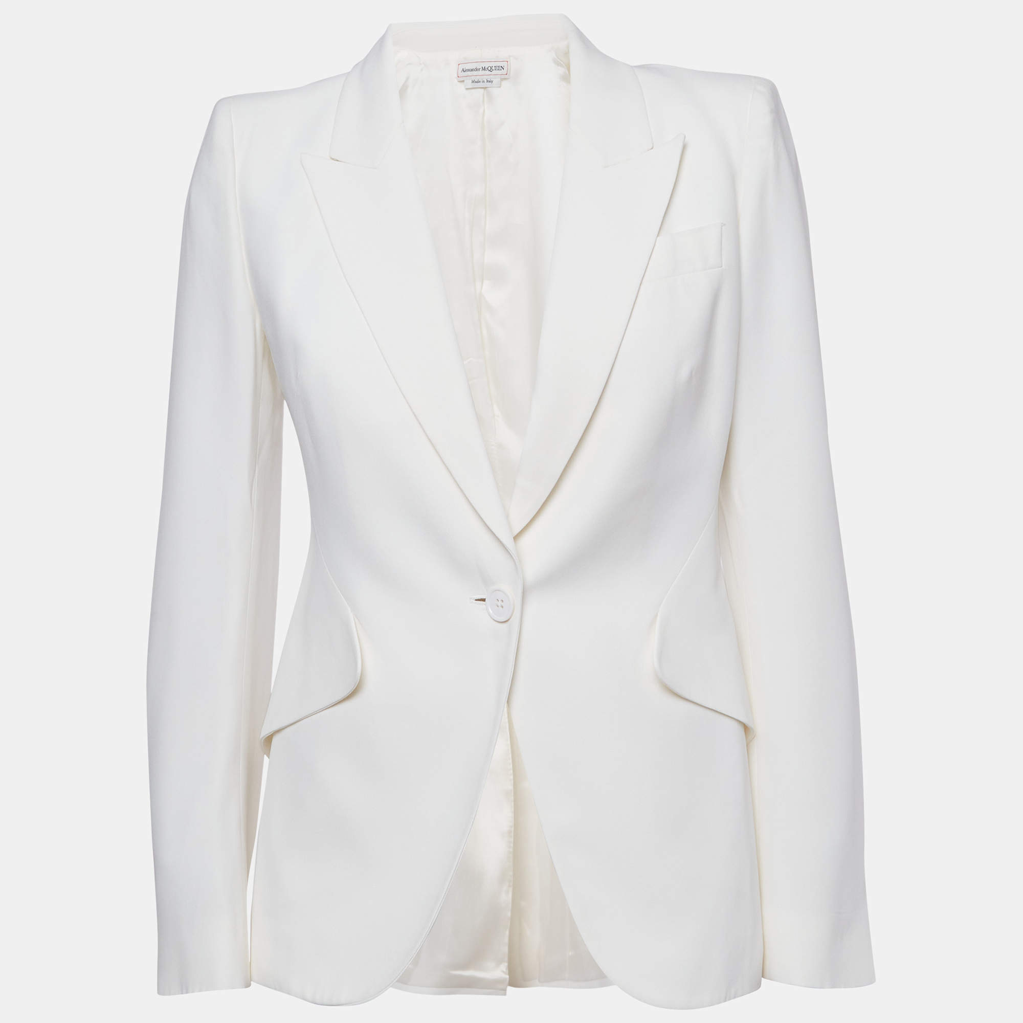 Pre Owned Alexander McQueen Off White Crepe Peak Lapel Blazer M