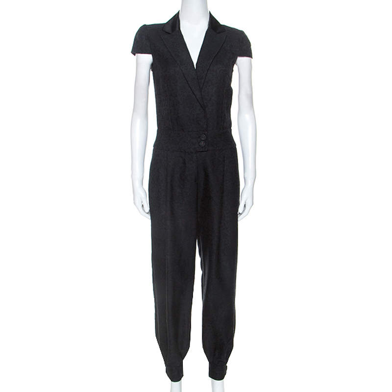 Pre Owned Alexander McQueen Black Jacquard Jumpsuit S