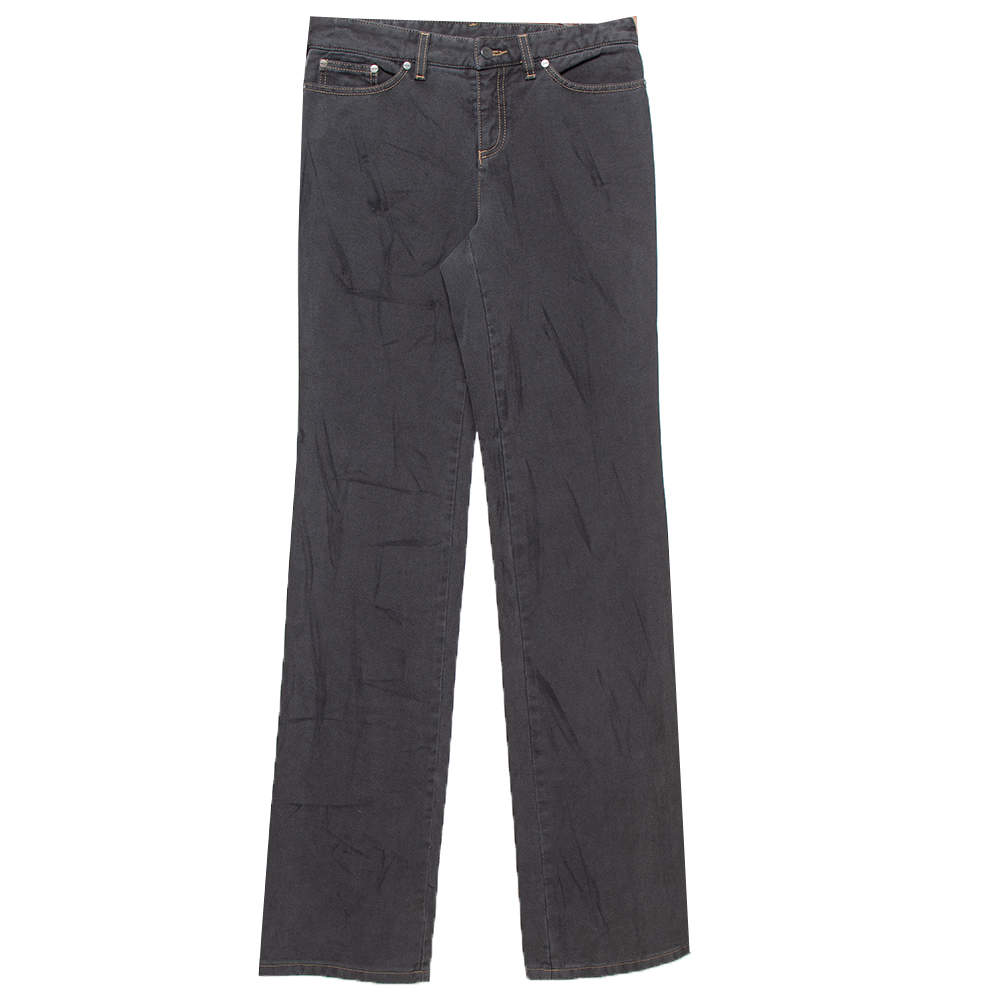 Alexander McQueen Vintage Dark Grey Sanded Denim Straight Leg Jeans S