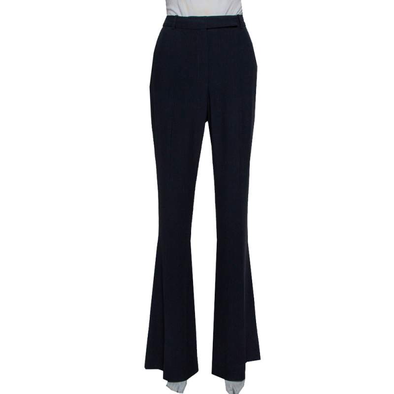 مملوكة مسبقًا بنطلون أليكساندر ماكوين فضفاض هاي ريس كريب أسود مقاس متوسط