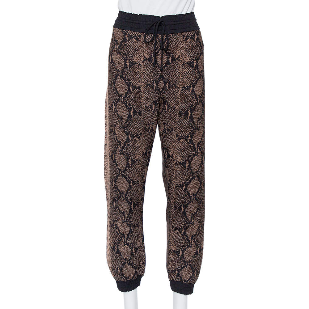 Pre Owned Alexander McQueen Snake Skin Pattern Jacquard Knit Jogger Pants XL