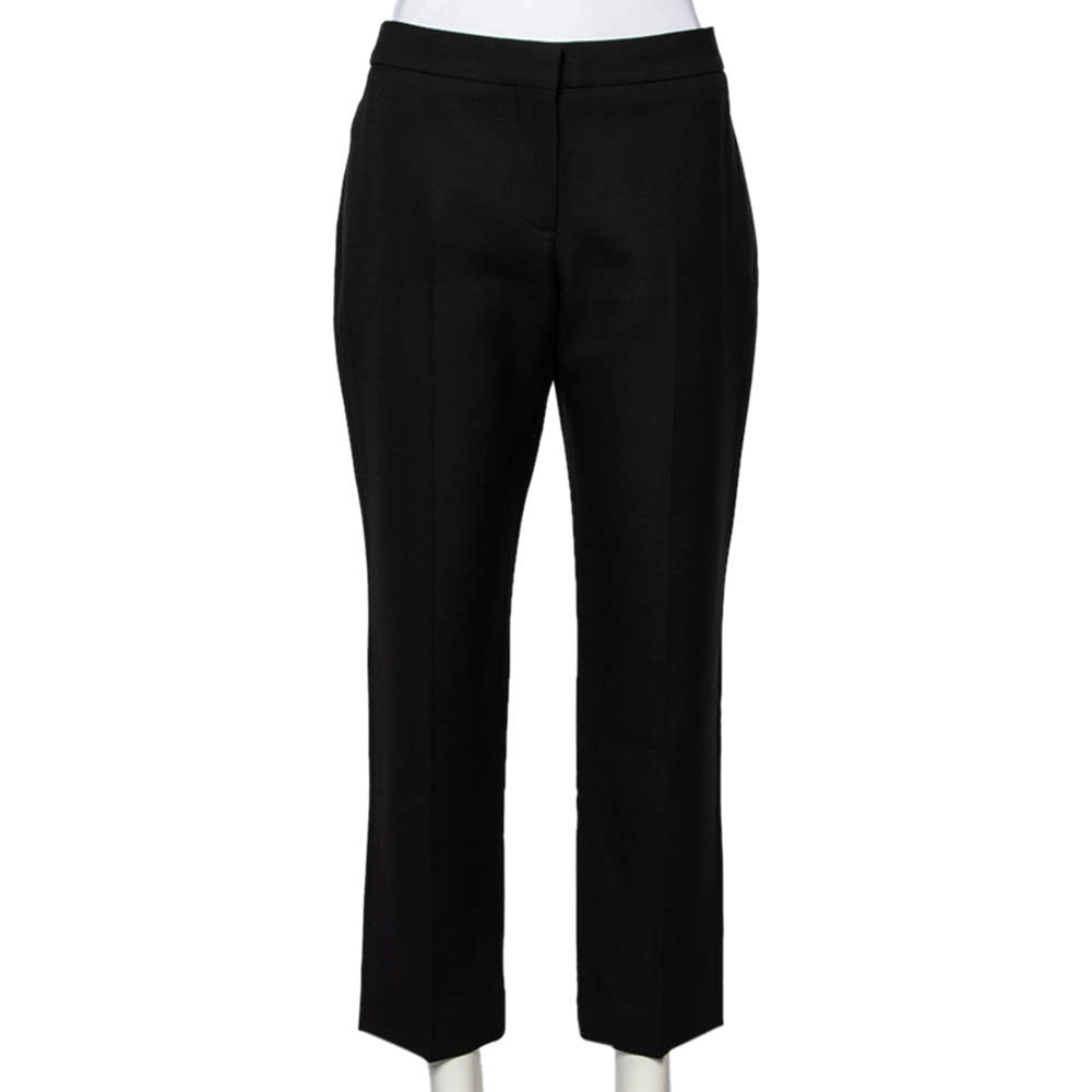 Pre Owned Alexander McQueen Black Wool And Silk Cropped Trousers M