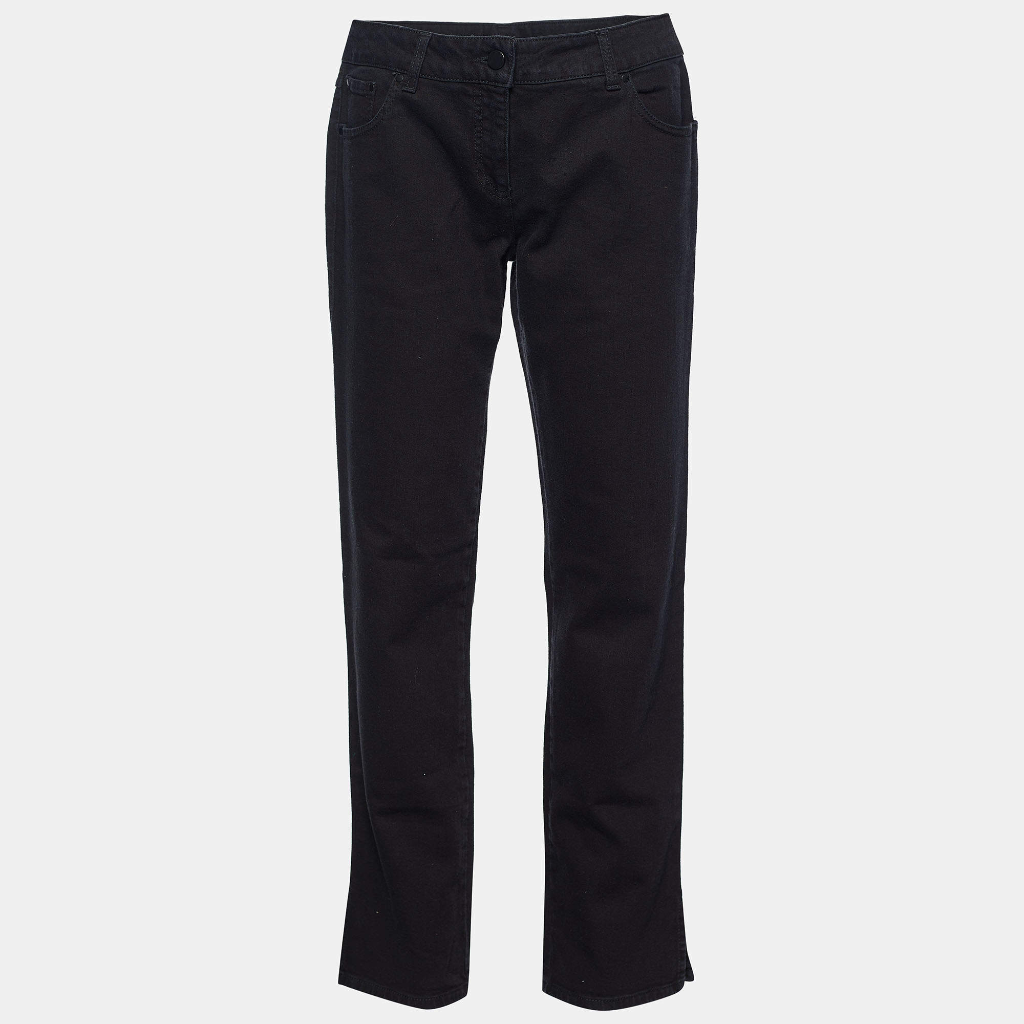 Pre Owned Alexander McQueen Black Denim Embroidered Detail Tapered Jeans L