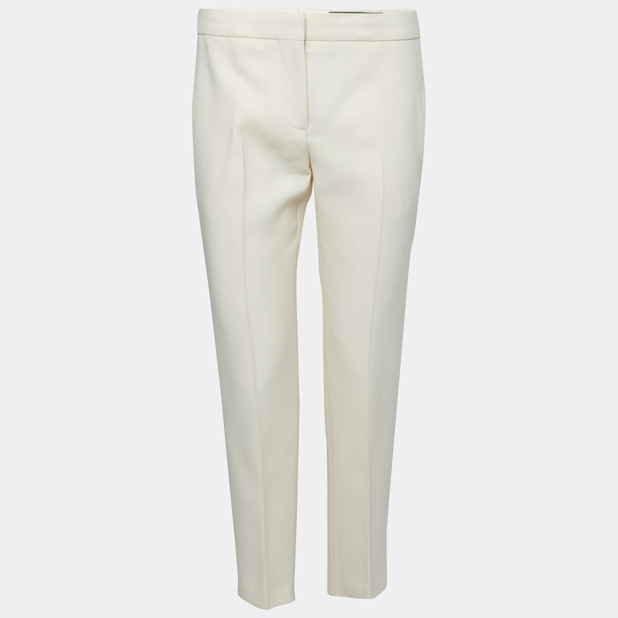 Pre Owned Alexander McQueen Cream Wool & Silk Tailored Pants S
