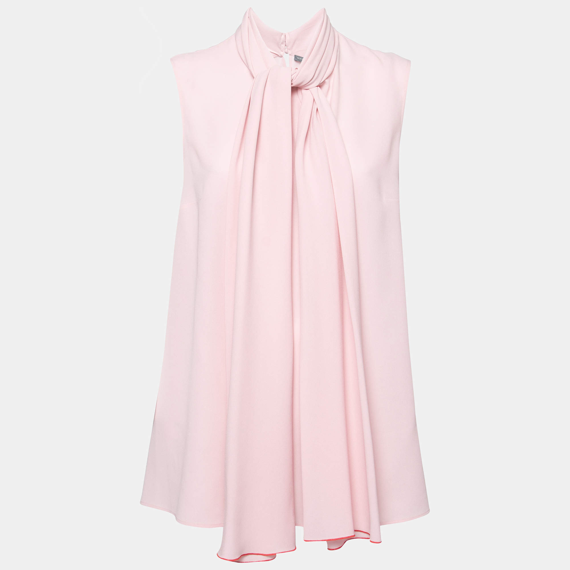 Pre Owned Alexander McQueen Pink Silk Neck-Tie Sleeveless Top L
