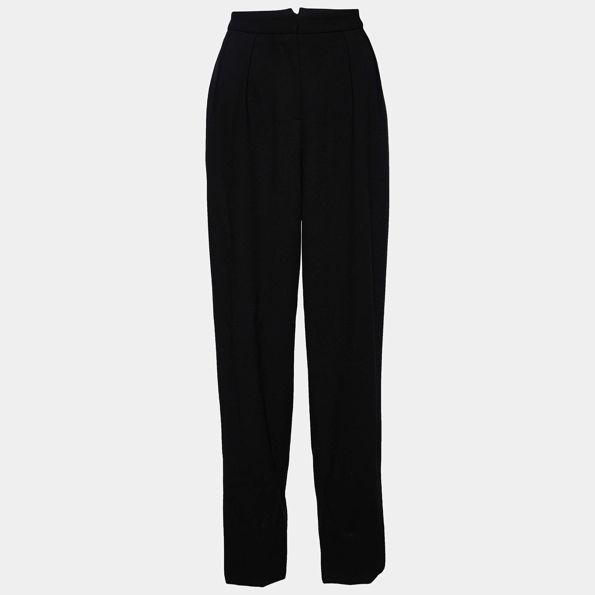 Pre Owned Alexander McQueen Monochrome Wool Crepe Tapered Trousers L Waist 36.5" 
