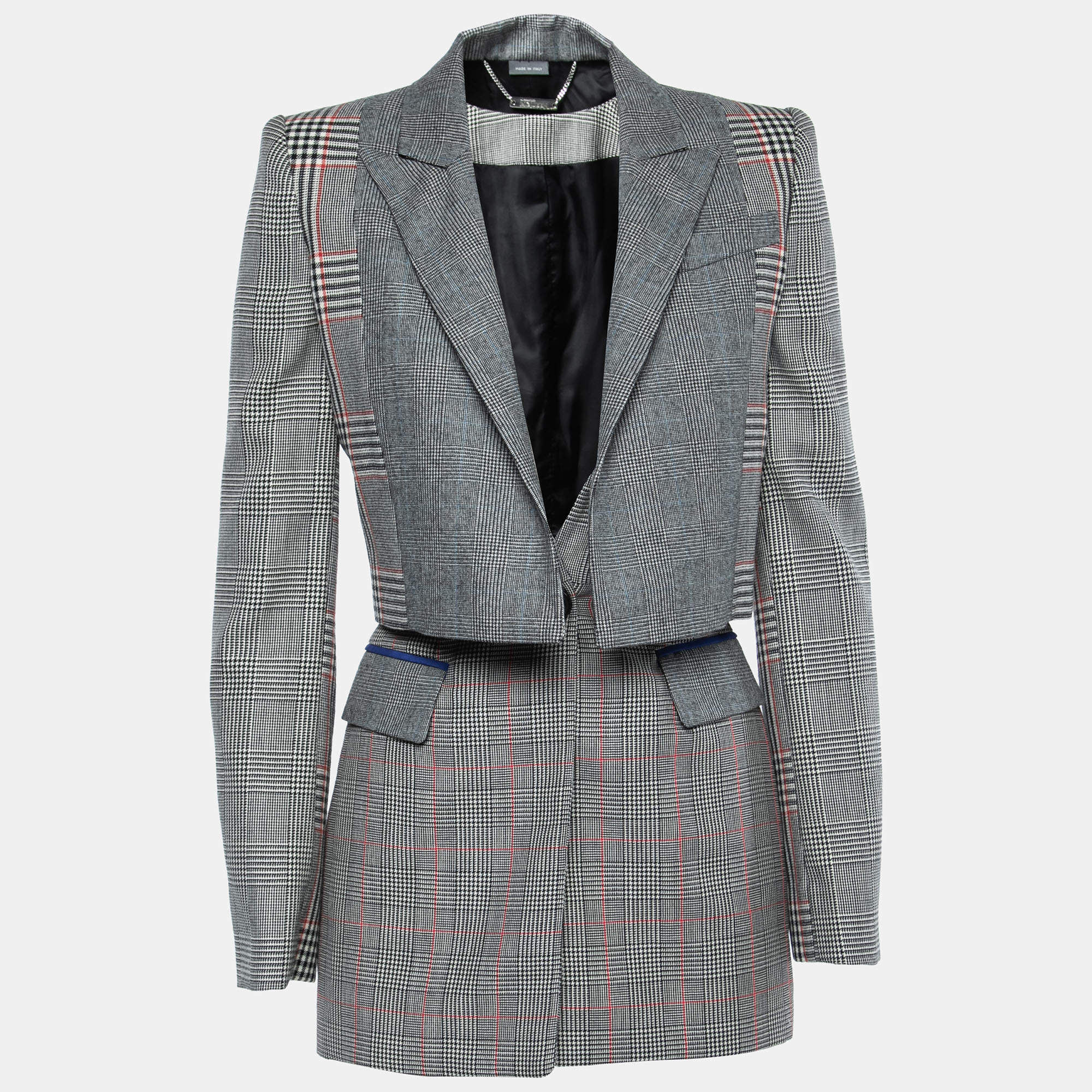Alexander McQueen Black Checked  Wool Layered Blazer S