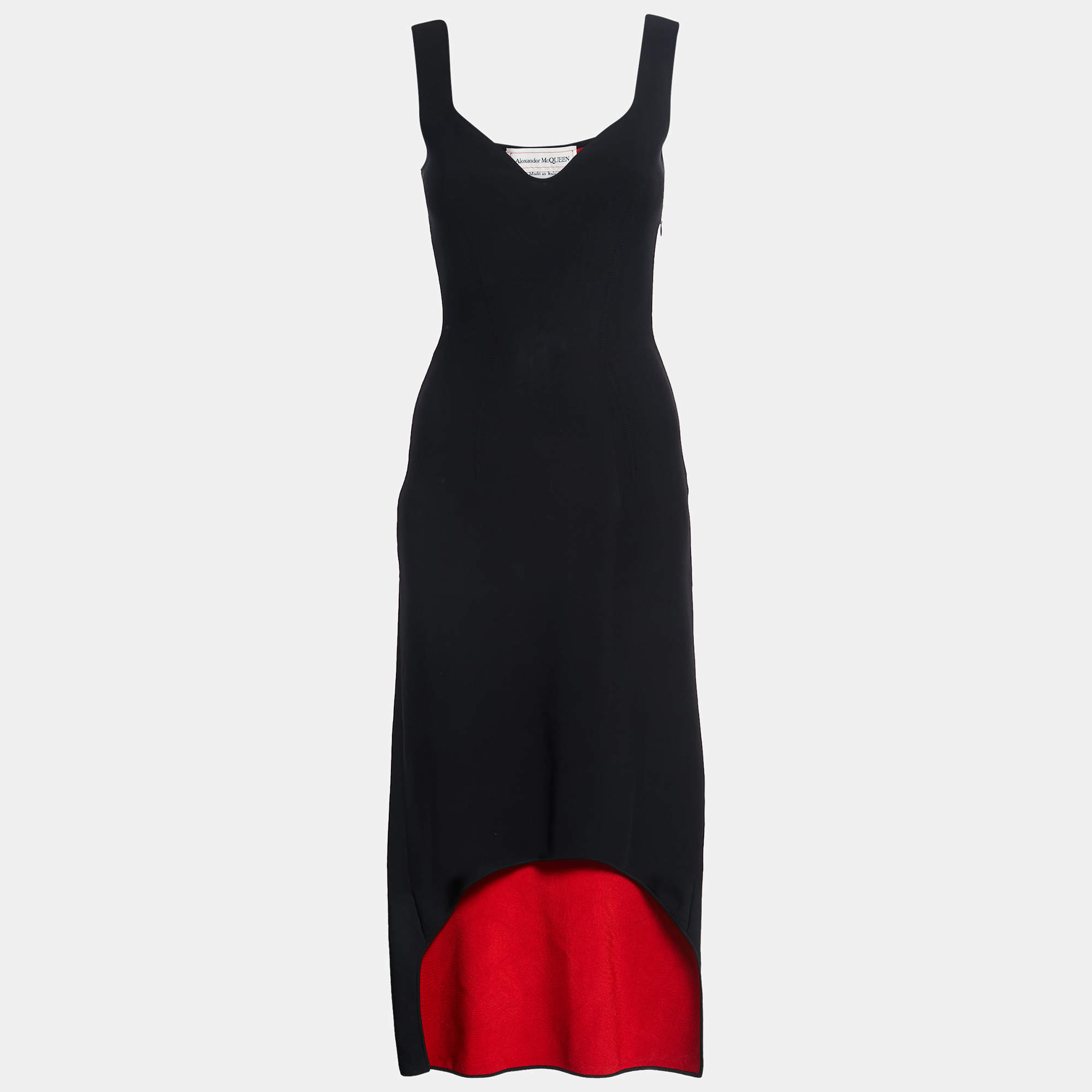 Pre Owned Alexander McQueen Black Knit High-Low Hem Sleeveless Dress XS