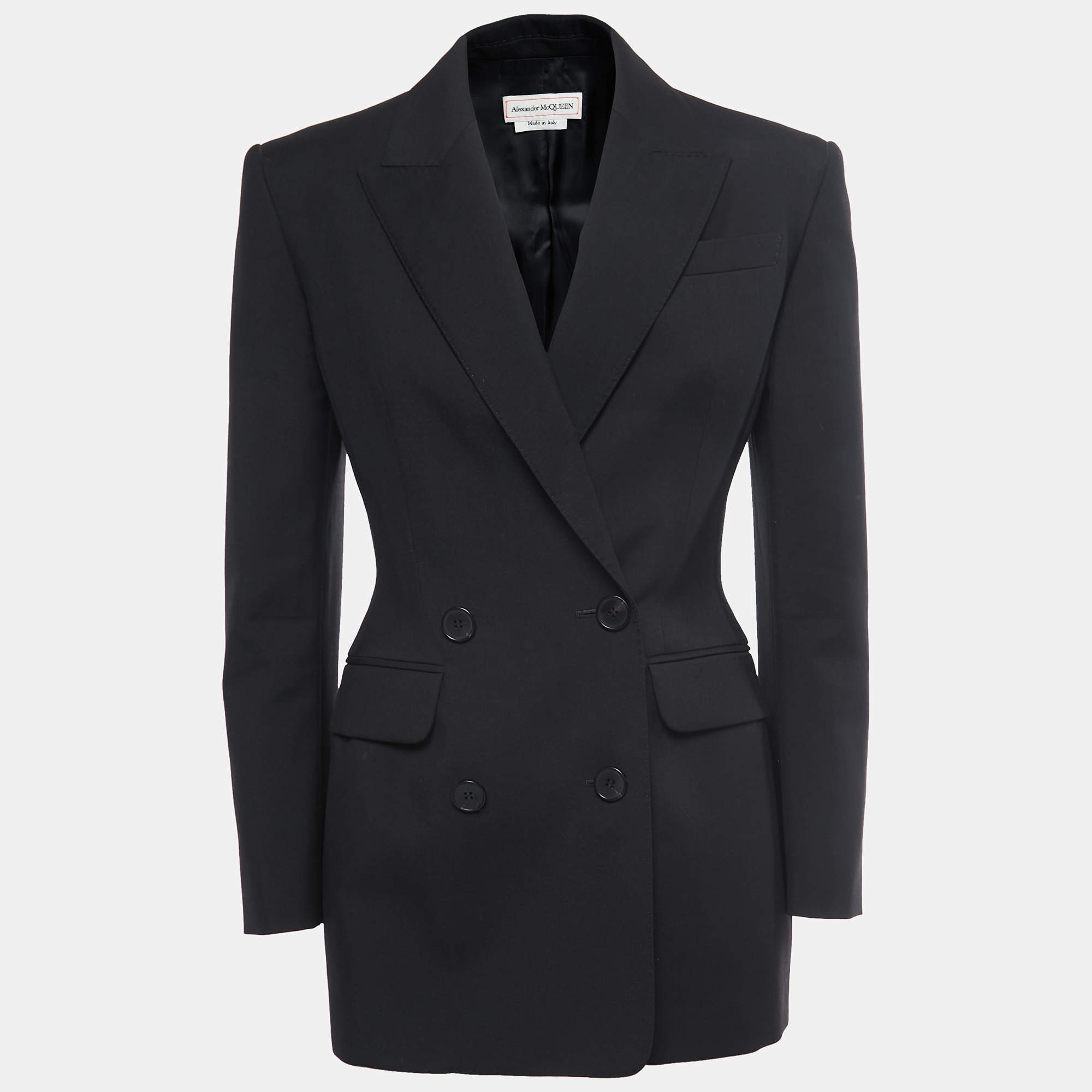 Pre Owned Alexander McQueen Black Wool Double-Breasted Tailored Blazer S