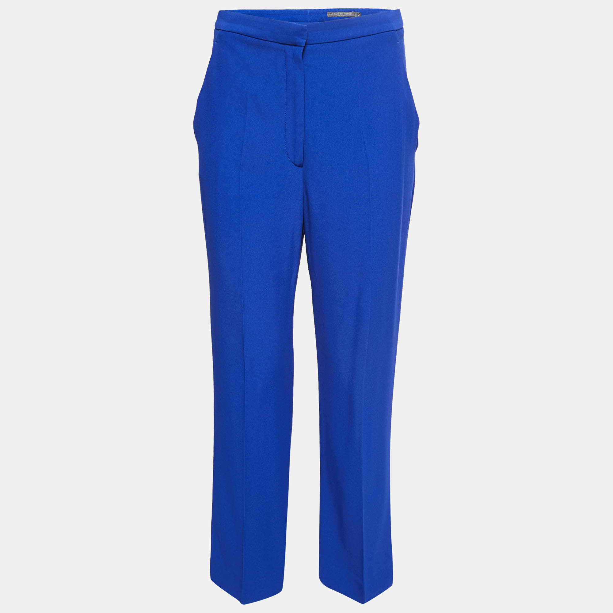 Pre Owned Alexander McQueen Blue Crepe Trousers M