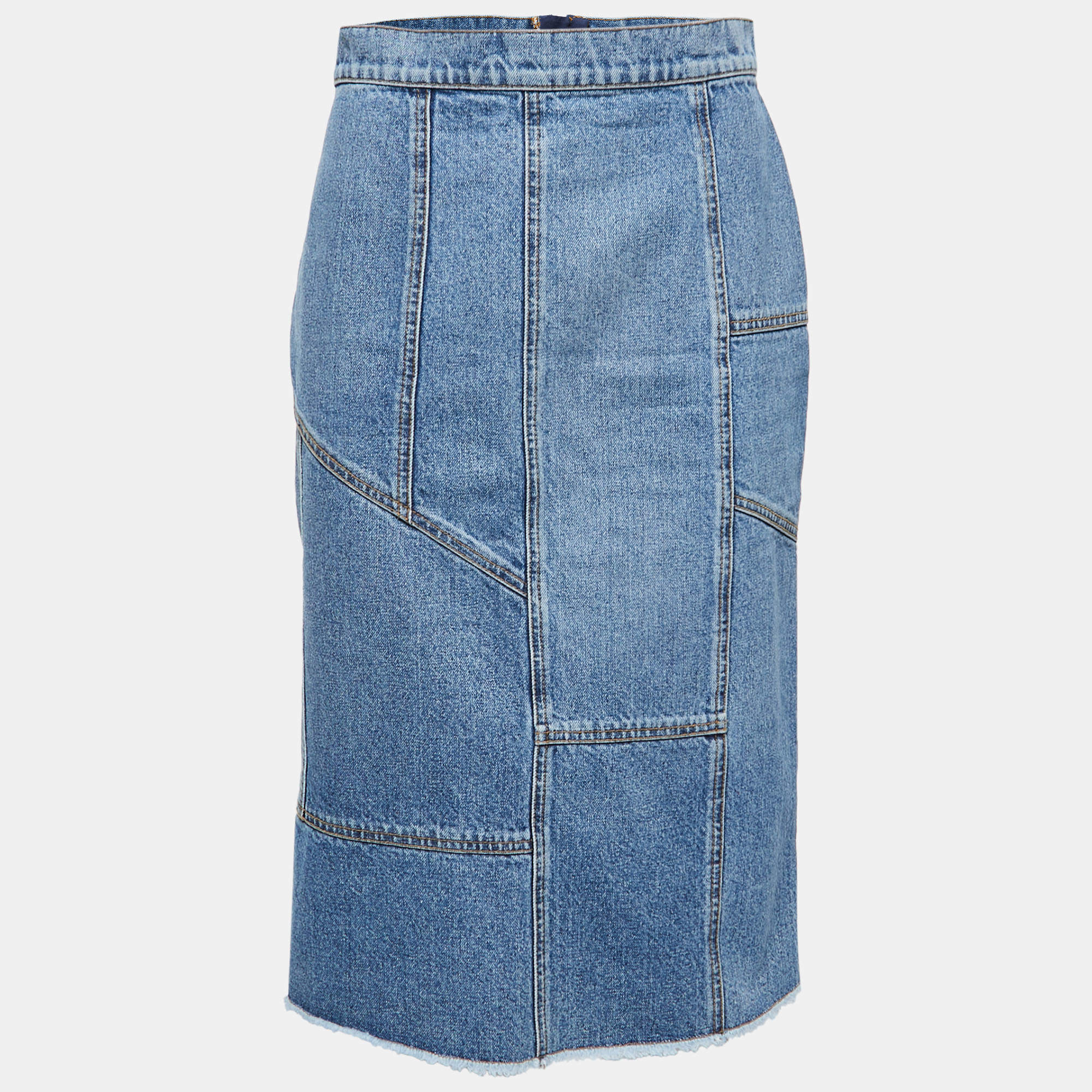 Pre Owned Alexander McQueen Blue Denim Pencil Skirt M