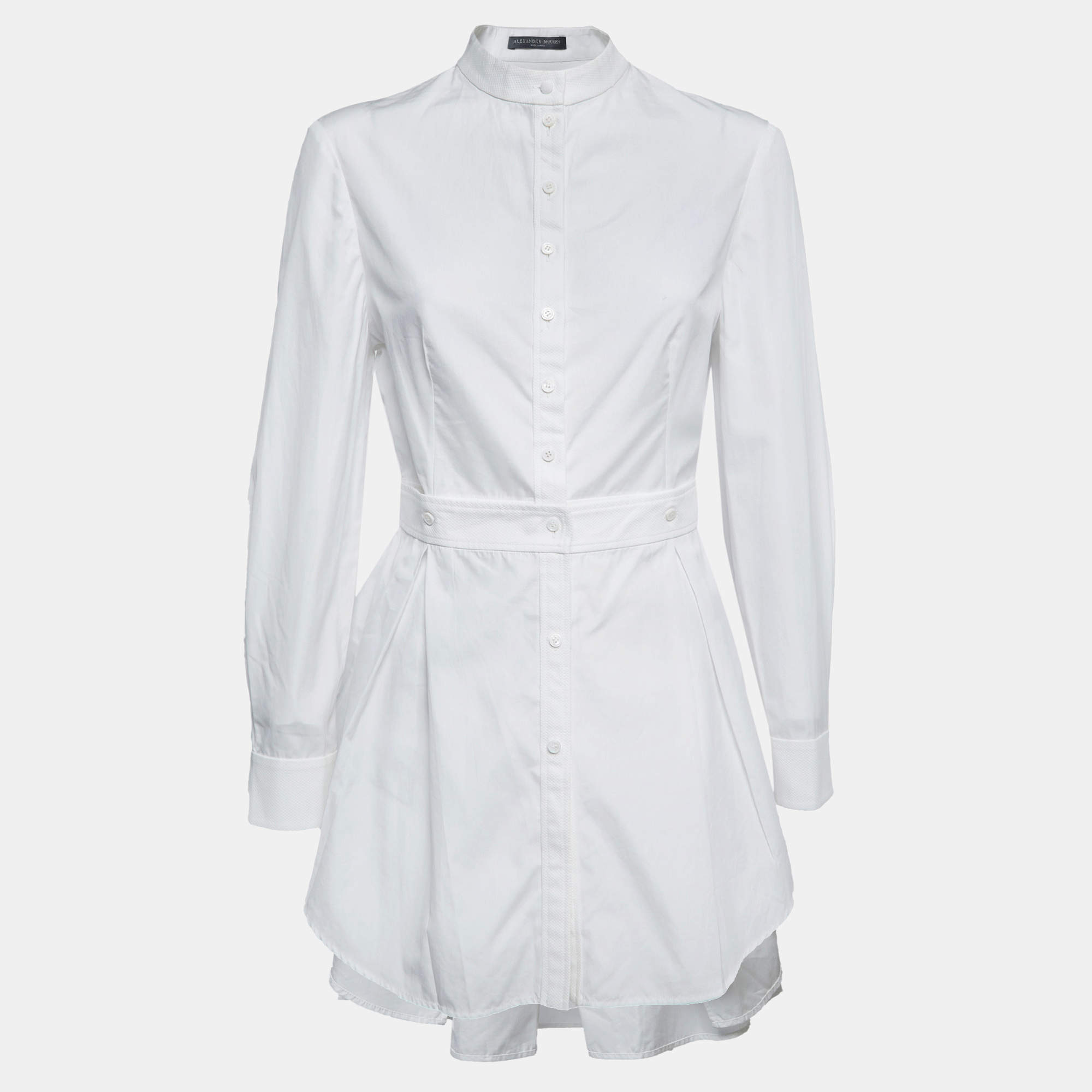 Alexander McQueen White Cotton Asymmetric Peplum Hem Detailed Shirt Tunic M