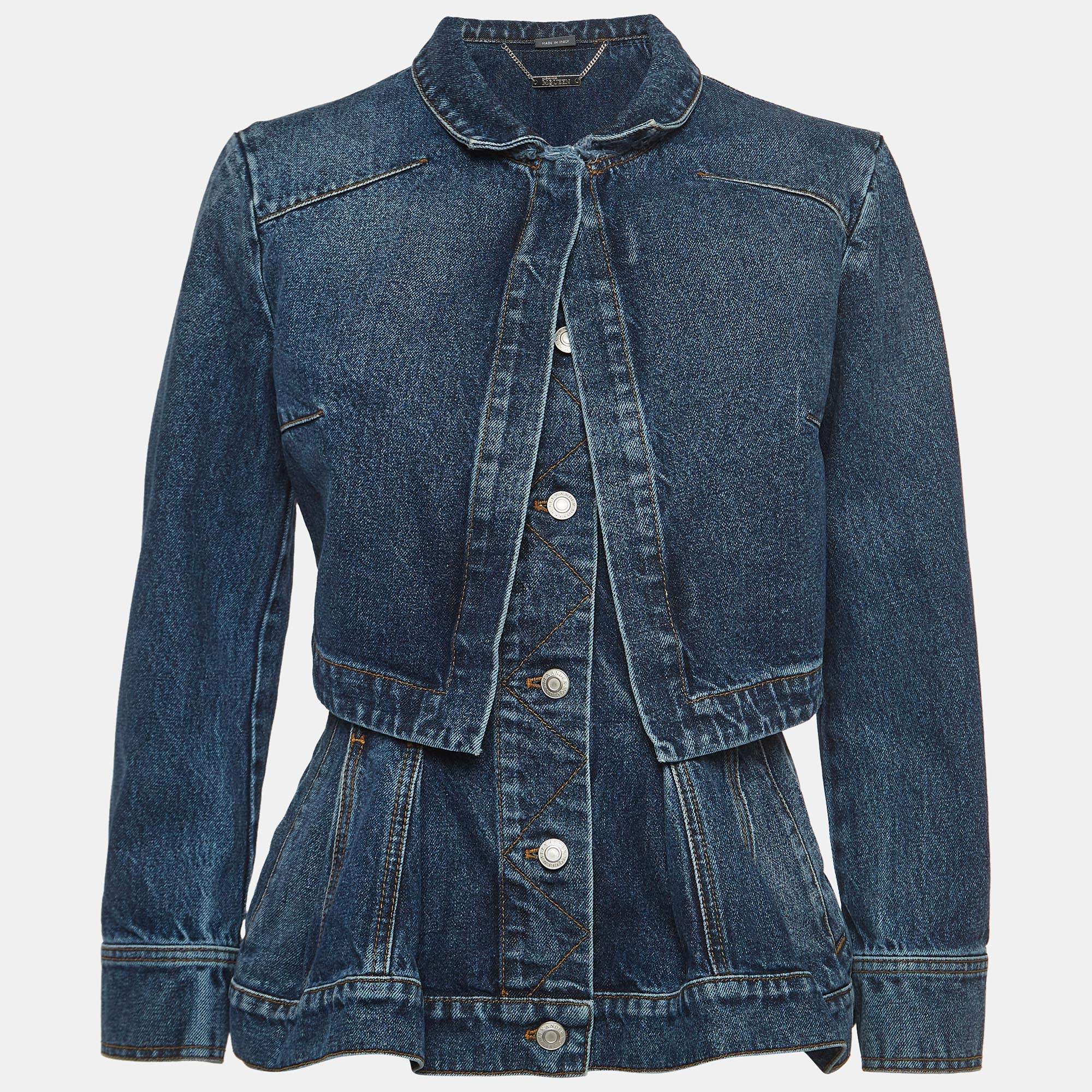 Alexander McQueen Blue Layered Denim Jacket M