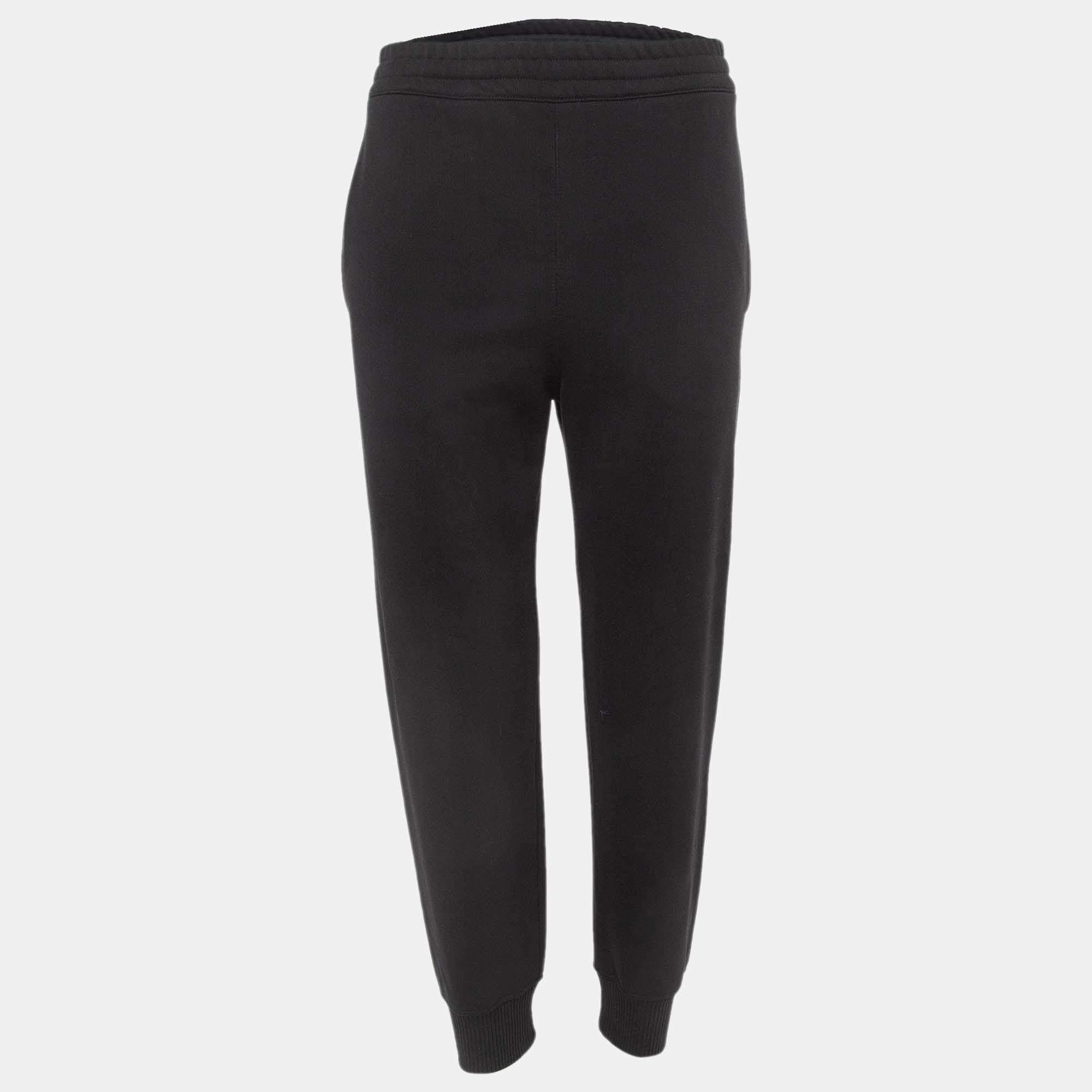 Alexander McQueen Black Logo Embroidered Cotton Knit Joggers XS