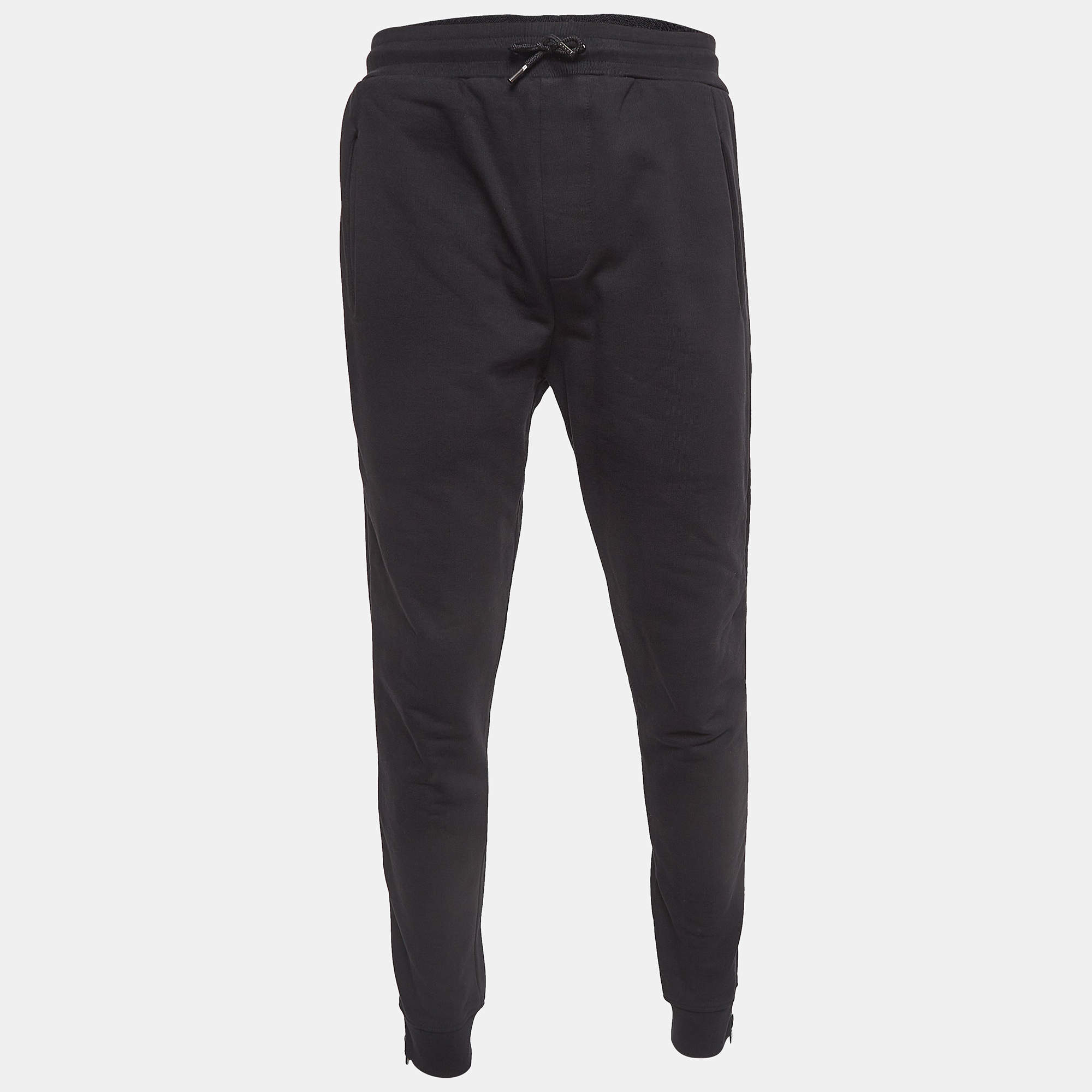 Alexander McQueen Black Heavy Knit Zipper Detail Joggers M