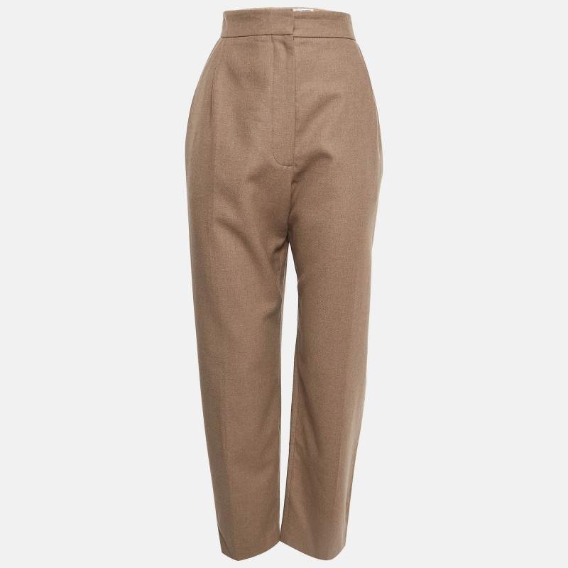 Pre Owned Alexander McQueen Beige Camel Hair Tapered Trousers L