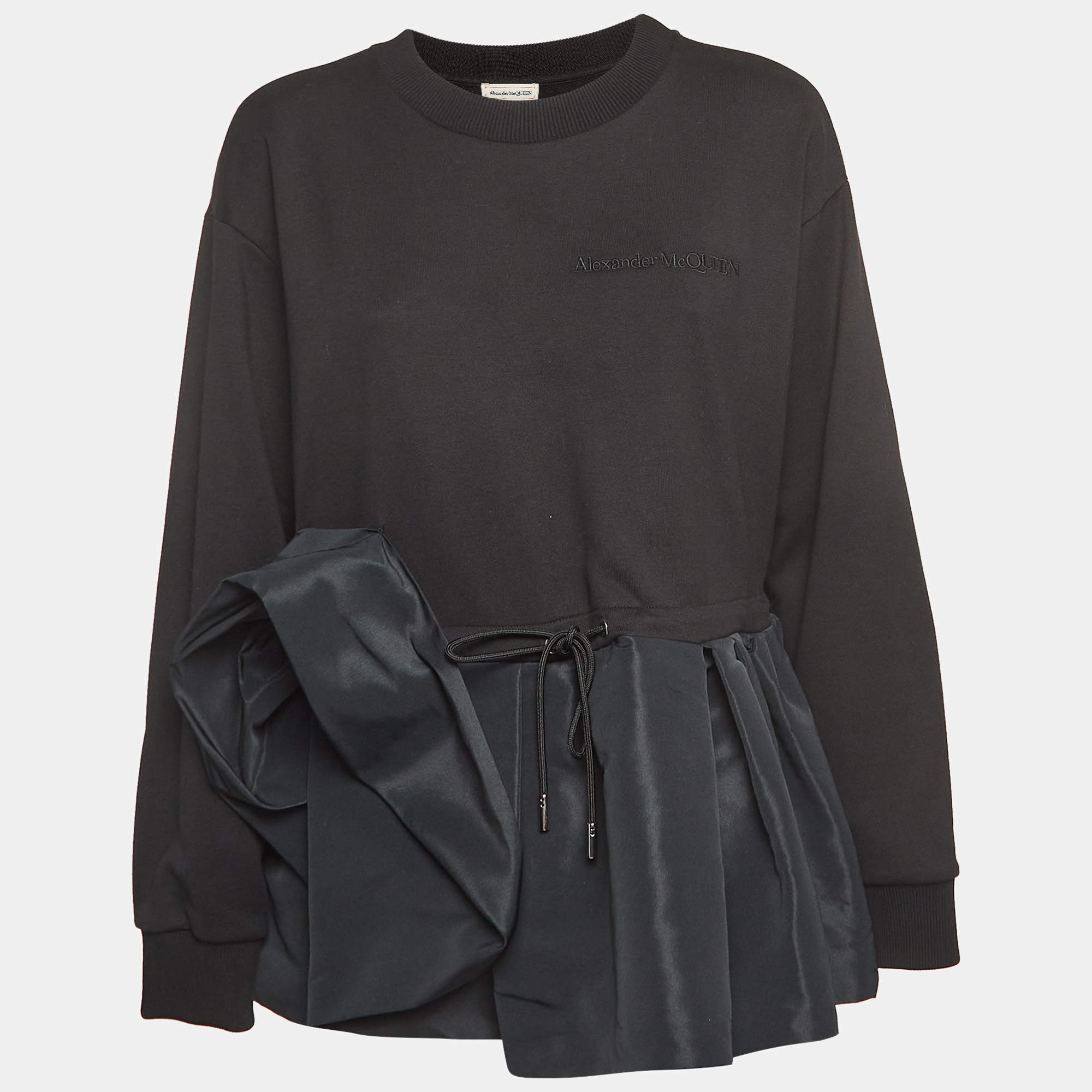 Alexander McQueen Black Cotton and Synthetic Flared Sweatshirt S