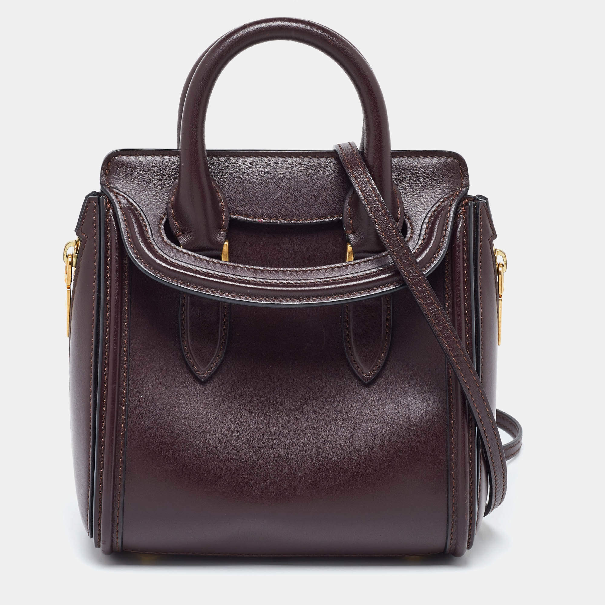 Alexander McQueen Dark Burgundy Leather Mini Heroine Satchel
