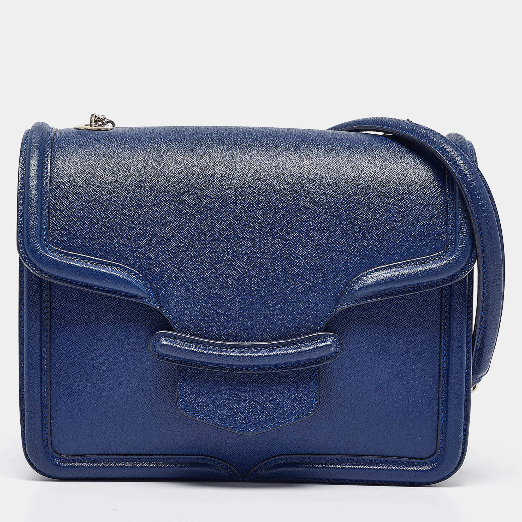 Pre Owned Alexander McQueen Blue Leather Heroine Shoulder Bag