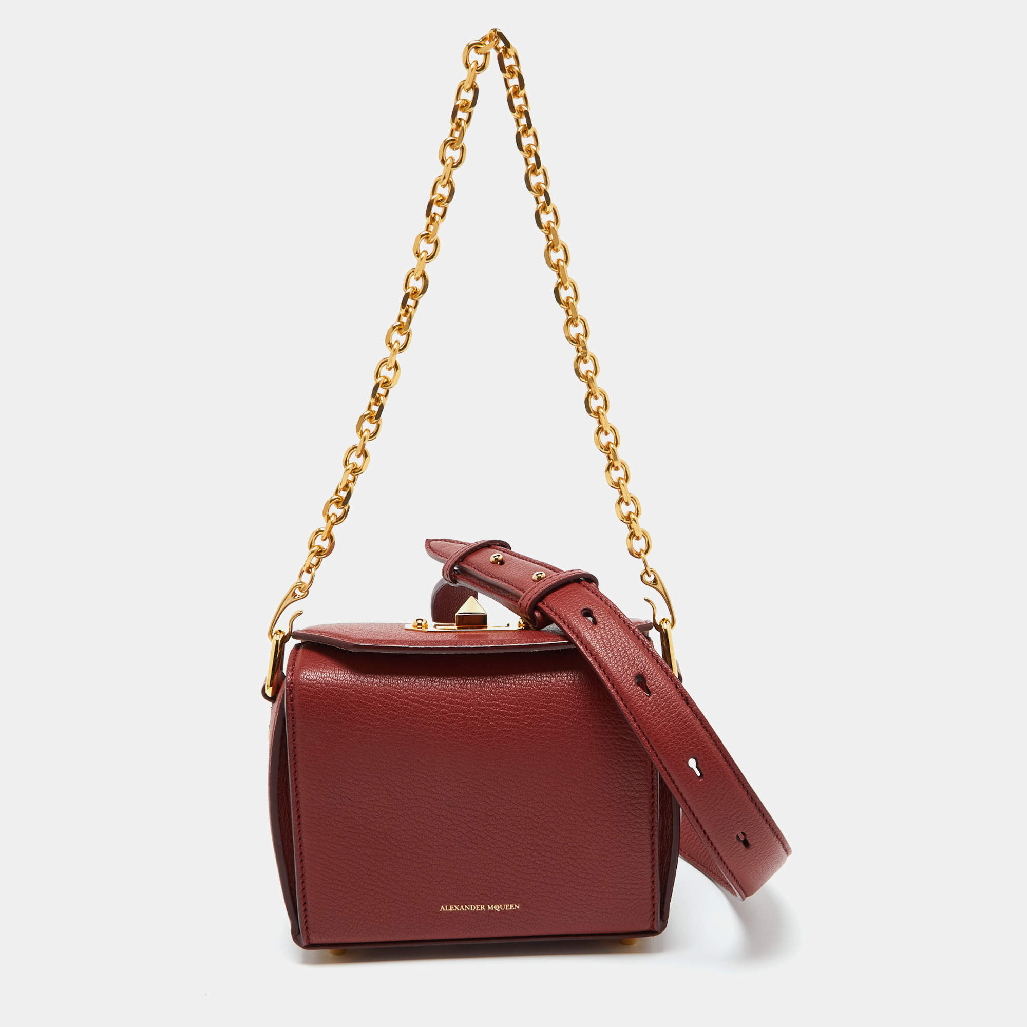 Alexander McQueen Brick Brown Leather Box Crossbody Bag
