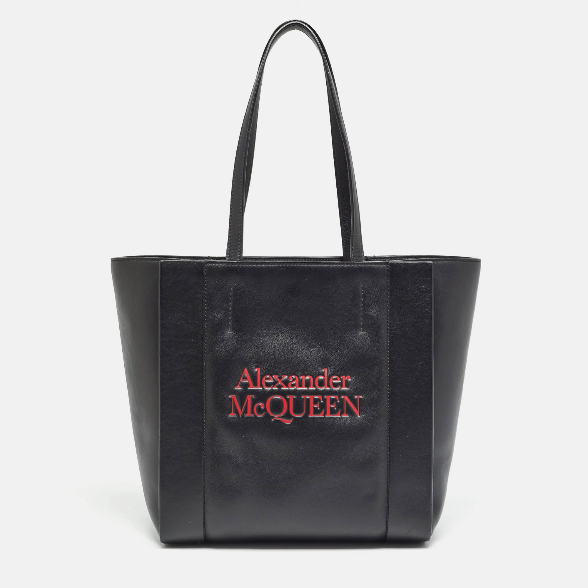 Alexander McQueen Black/Red Leather Signature Tote