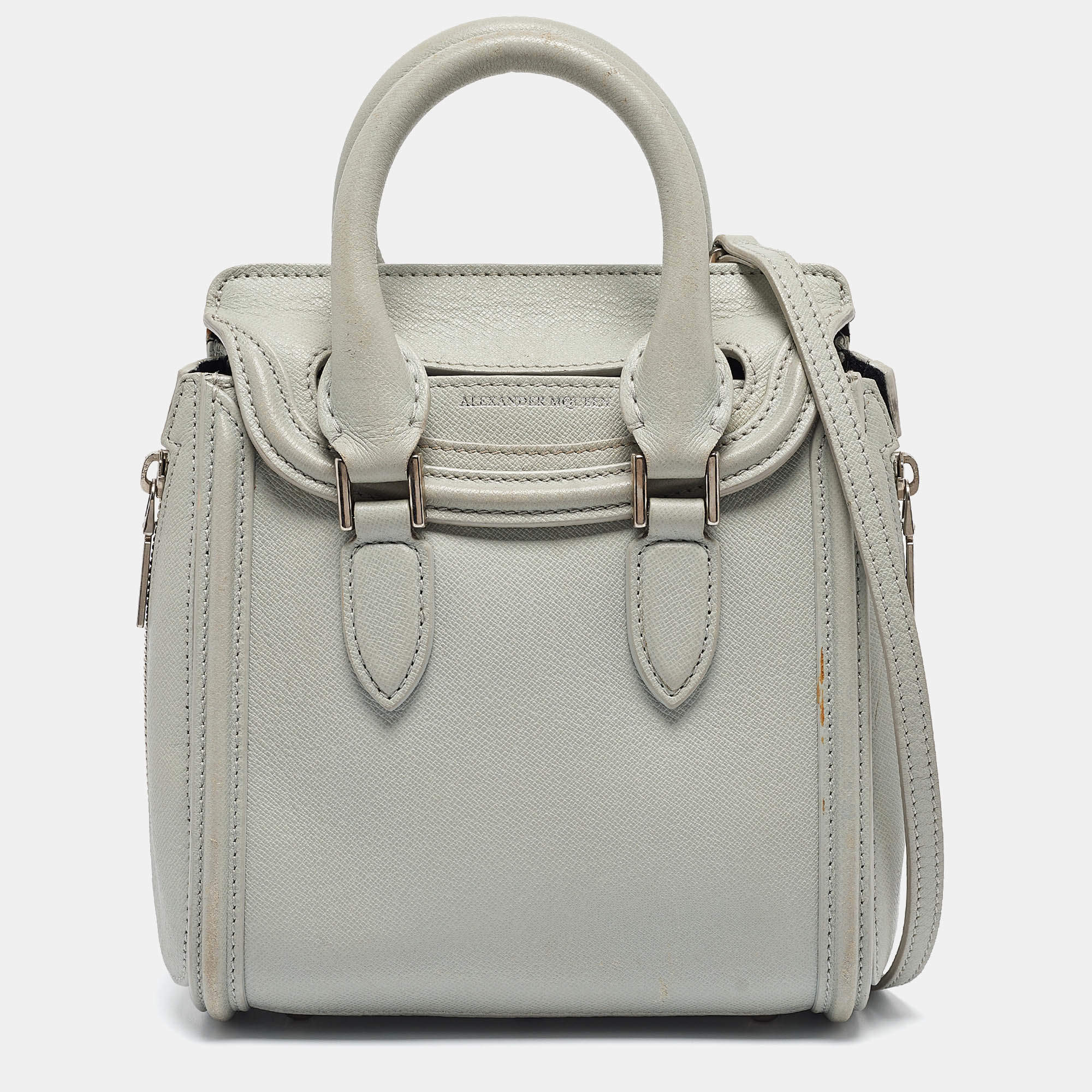 Alexander McQueen Light Blue Leather Mini Heroine Shoulder Bag