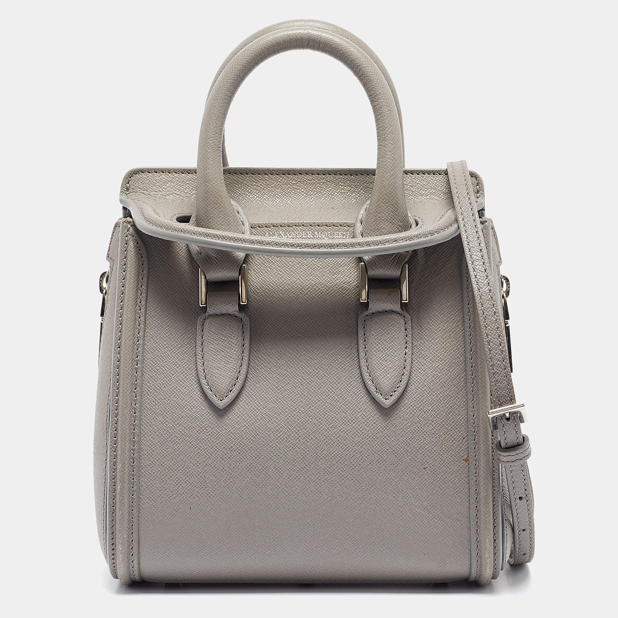 Alexander McQueen Grey Leather Mini Heroine Shoulder Bag