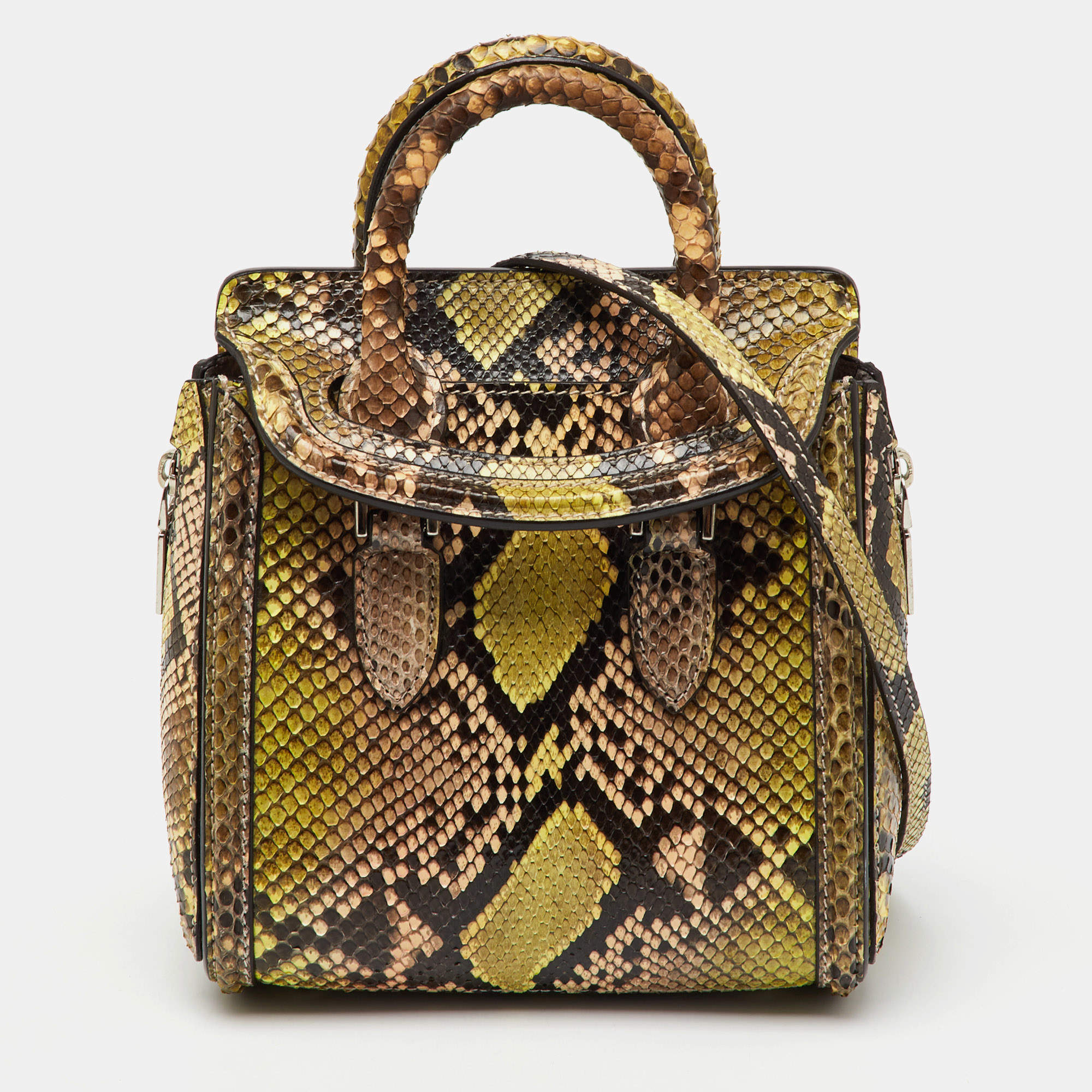 Pre Owned Alexander McQueen Multicolor Python Mini Heroine Bag